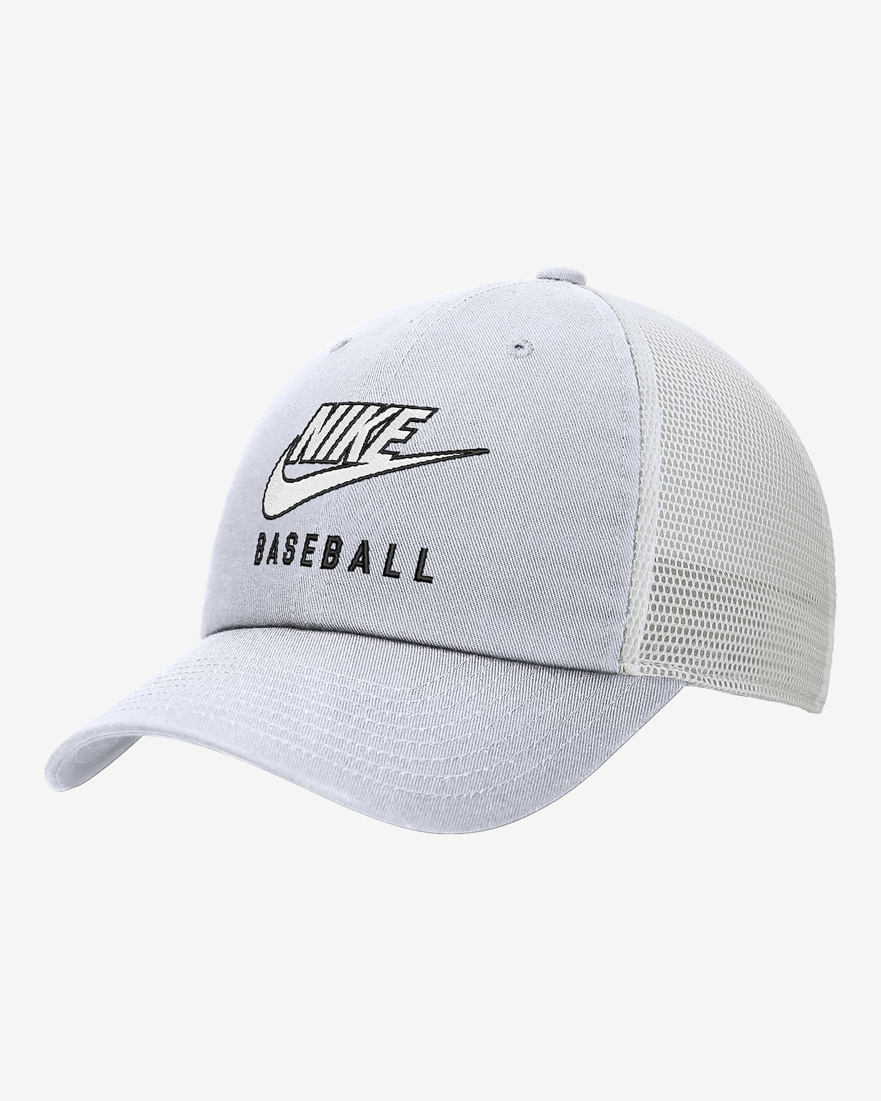 Nike Club Unstructured Baseball Swoosh Trucker Cap - White