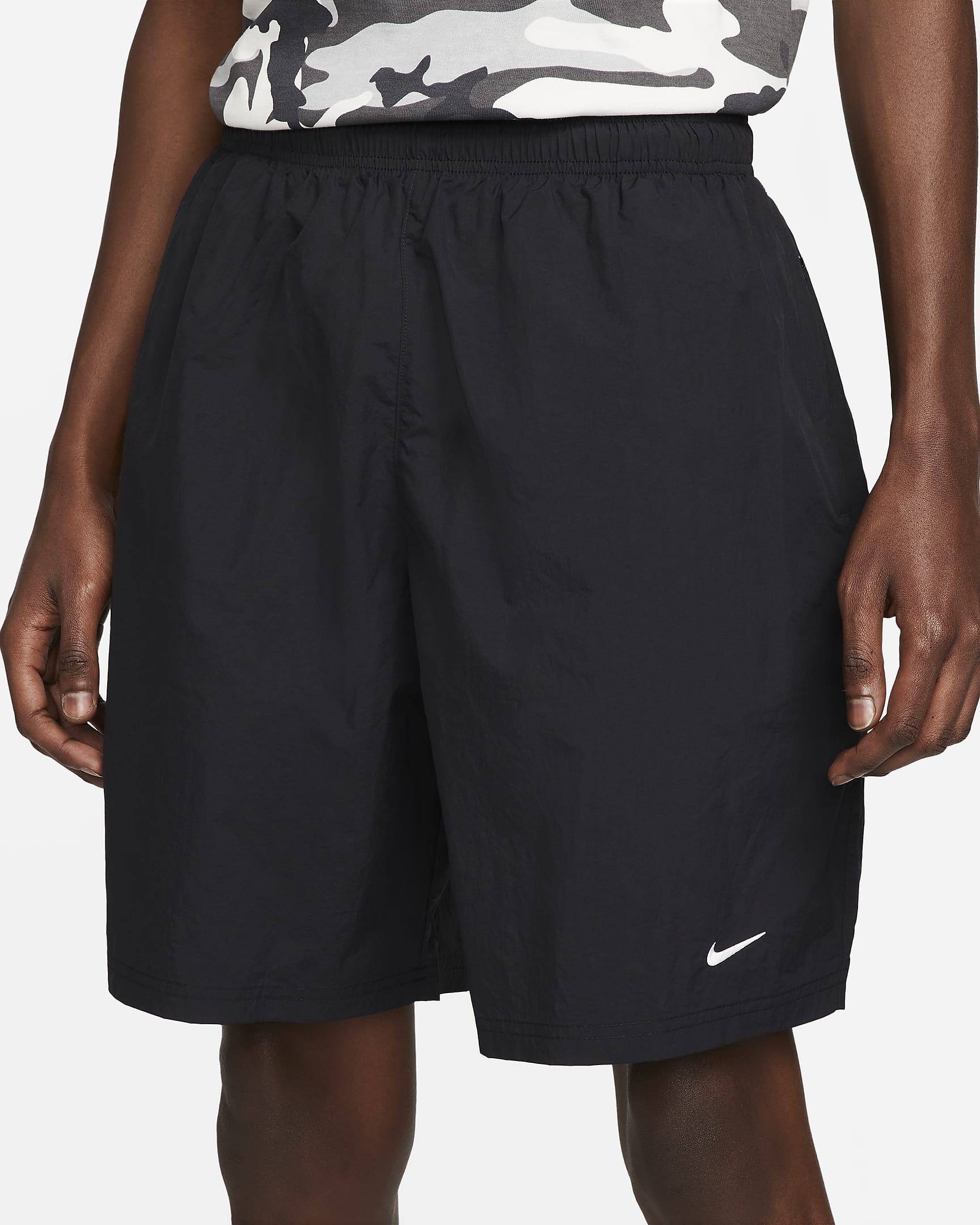 Nike Solo Swoosh Geweven herenshorts - Zwart/Wit