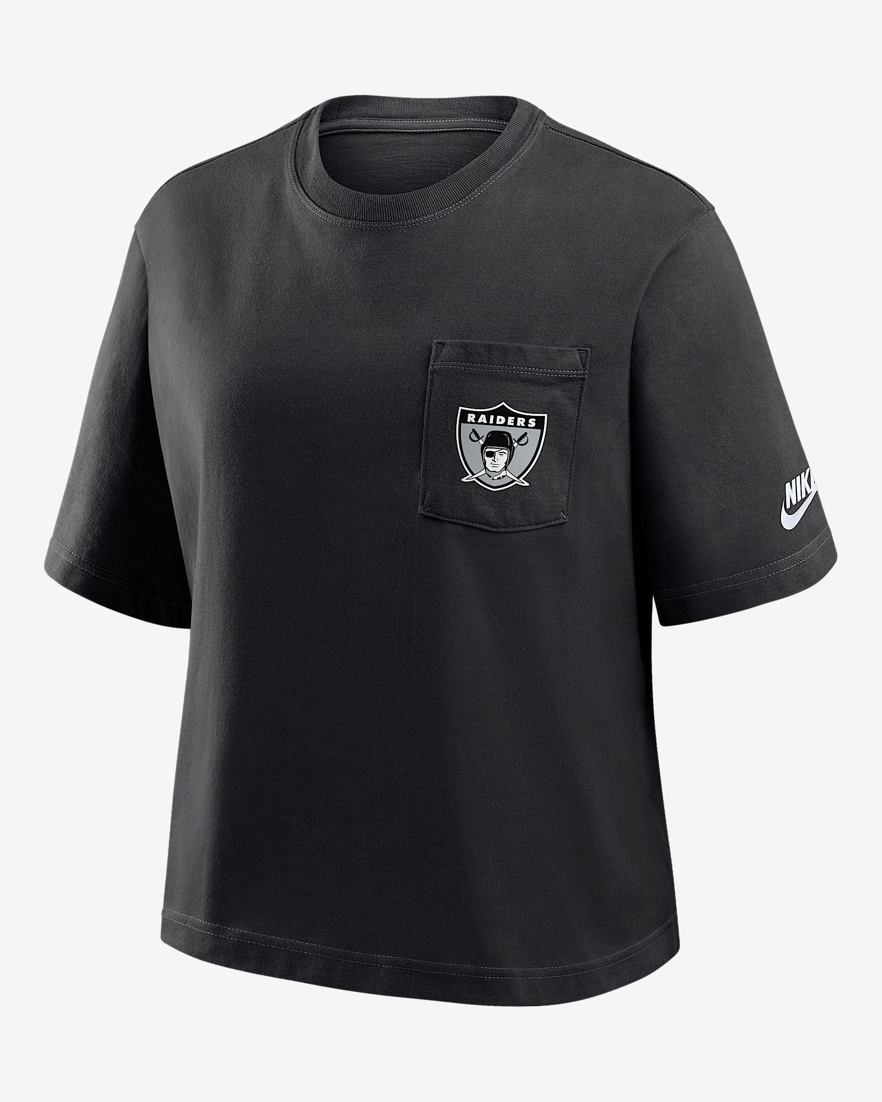 Las Vegas Raiders Rewind Pocket Boxy Women's Nike NFL T-Shirt - Black