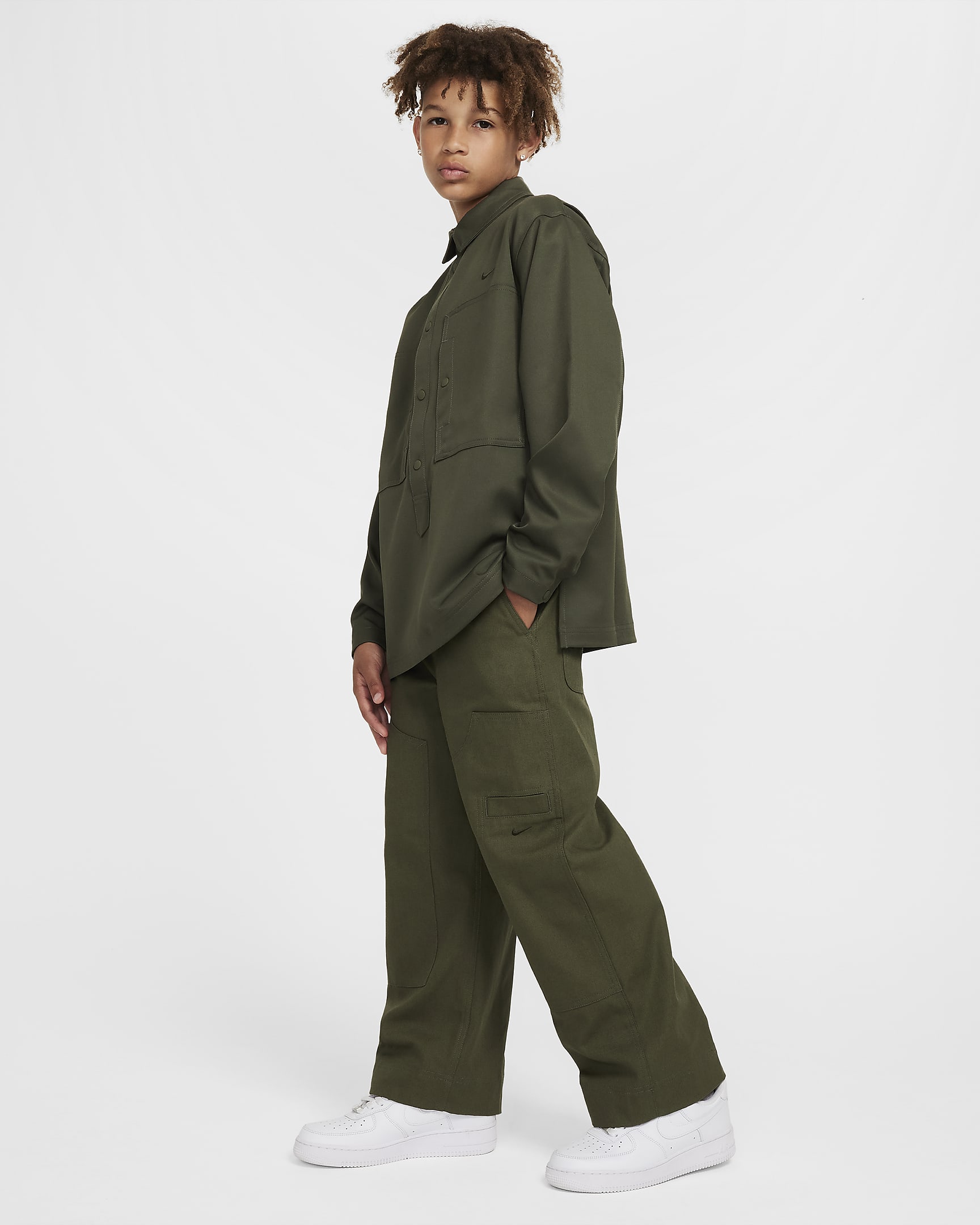 Nike Sportswear Metro Ground Older Kids' Carpenter Trousers - Cargo Khaki/Sequoia