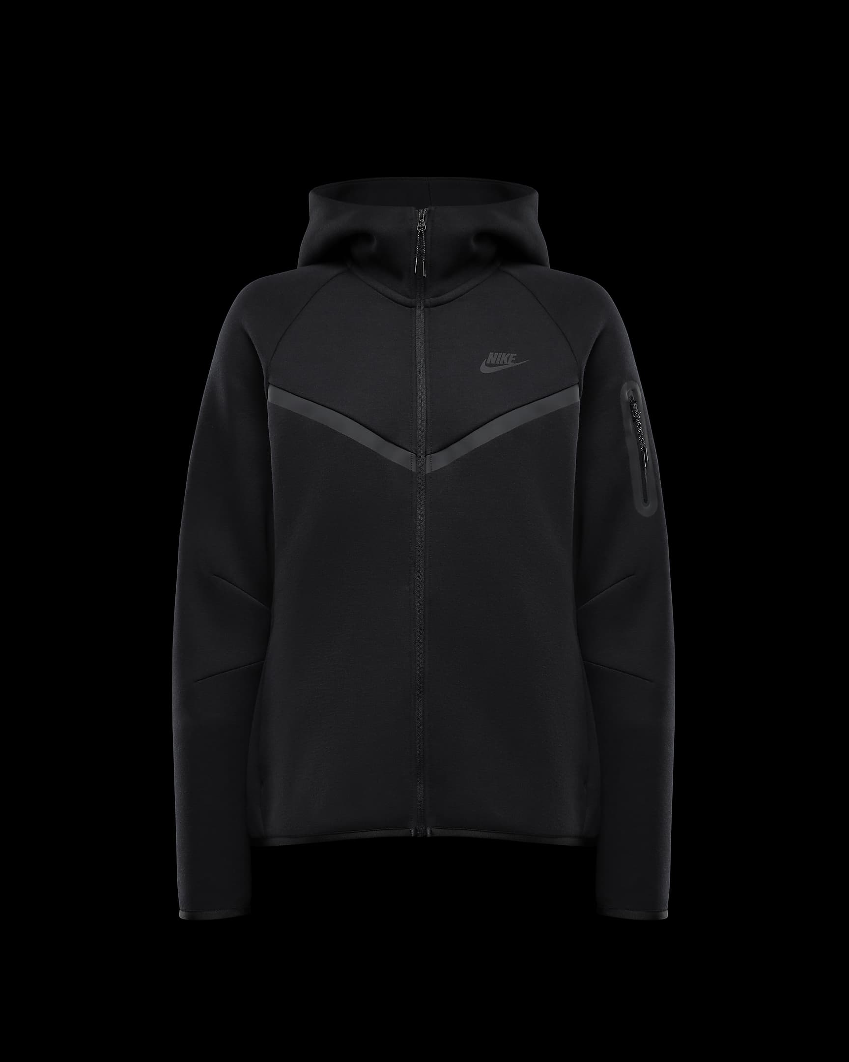 Nike Sportswear Tech Fleece Windrunner hoodie met rits voor dames - Zwart/Zwart