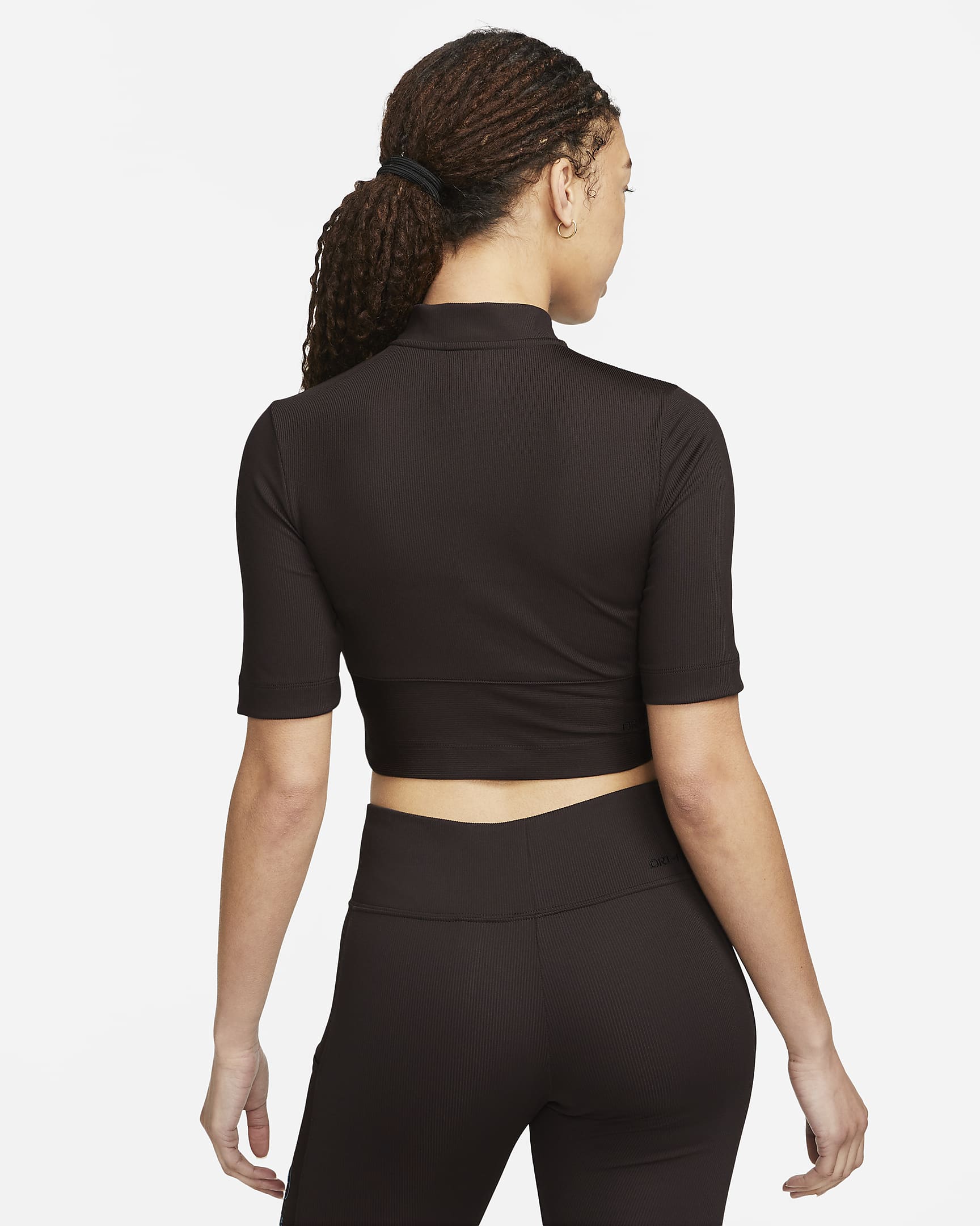 Crop Top Donna Y2K A Costine, Maniche Corte, Con Ricamo Fiocco, Slim Fit, Verde Scuro, Taglie S/M/L