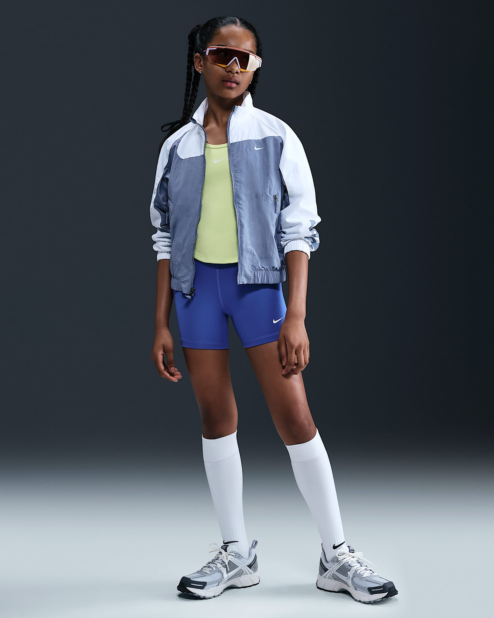 Nike Pro Girls' Shorts - Comet Blue/White
