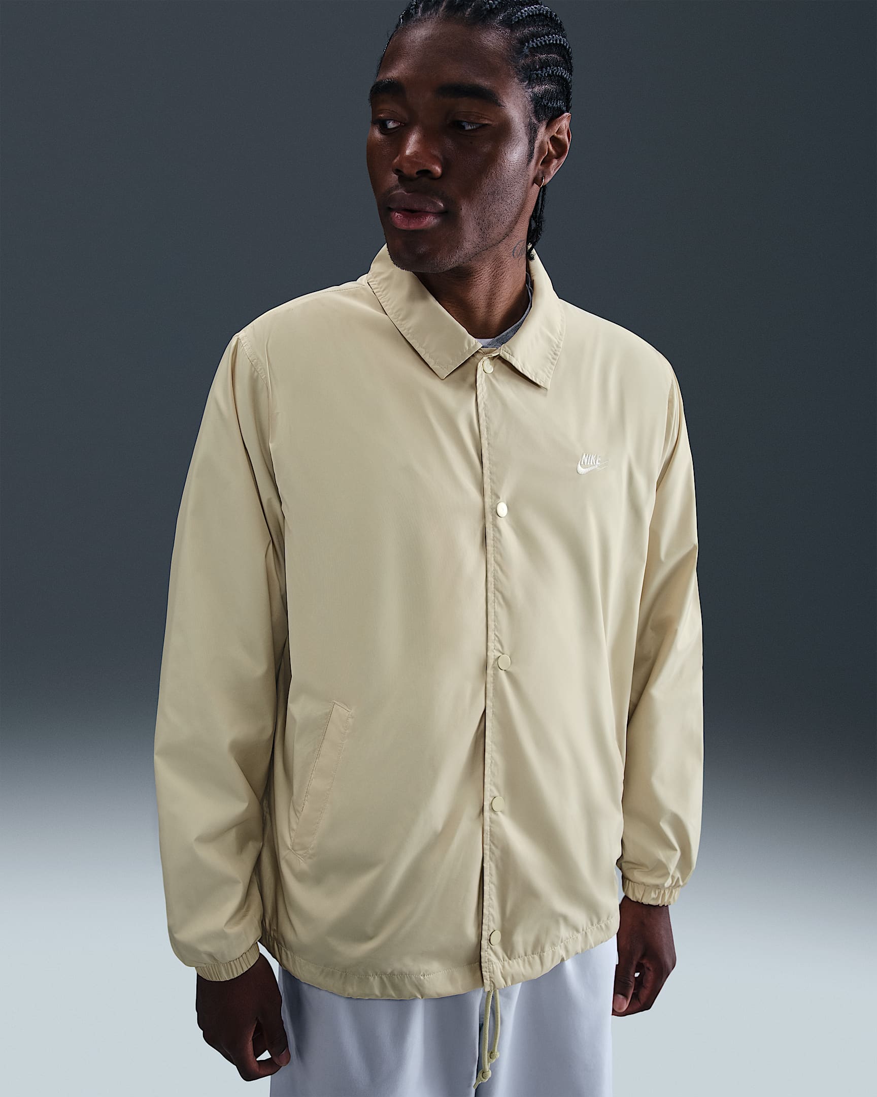 Nike Club Men's Coaches' Jacket - Light Khaki/White