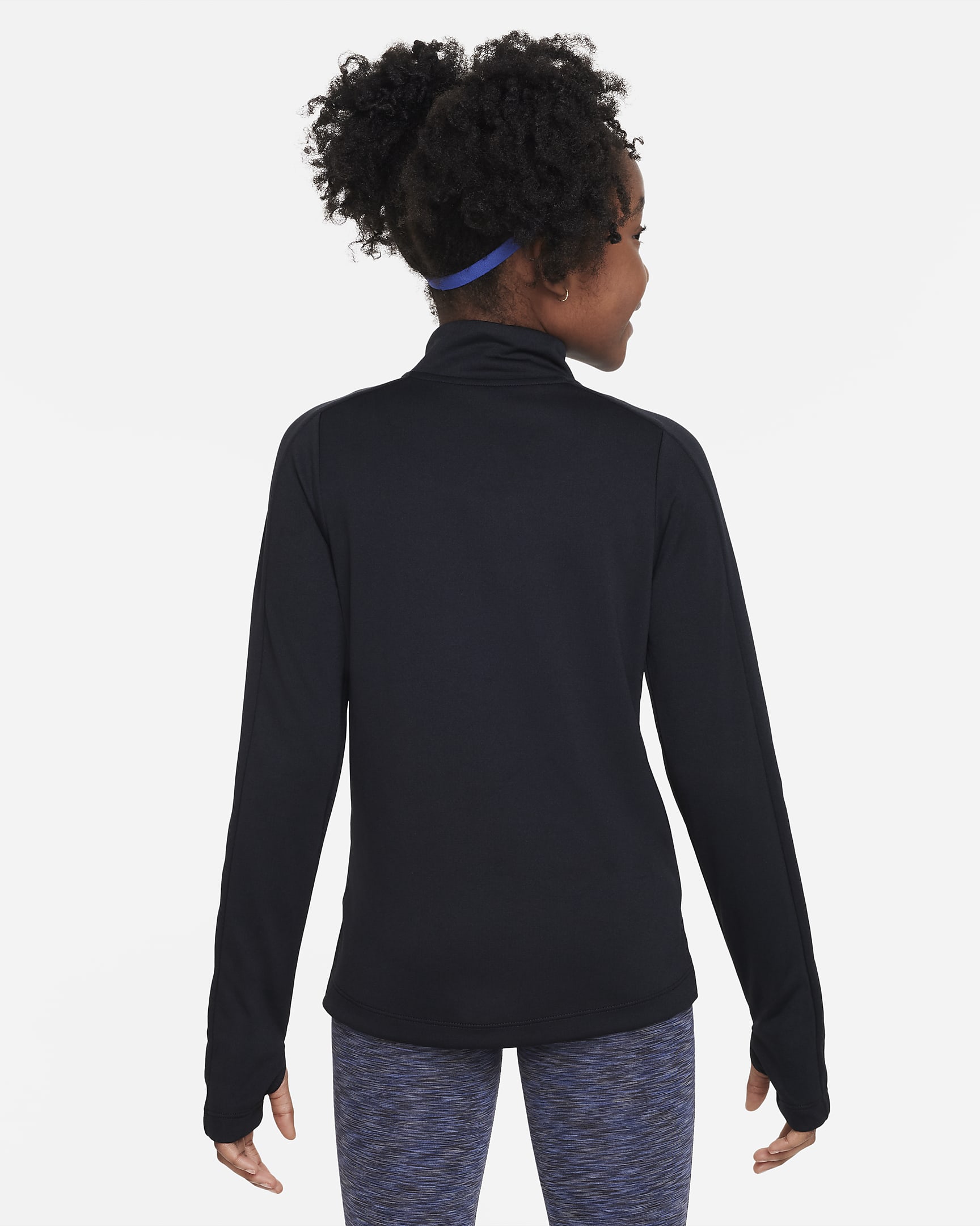 Nike Dri-FIT Longsleeve mit Halbreißverschluss für ältere Kinder (Mädchen) - Schwarz/Weiß