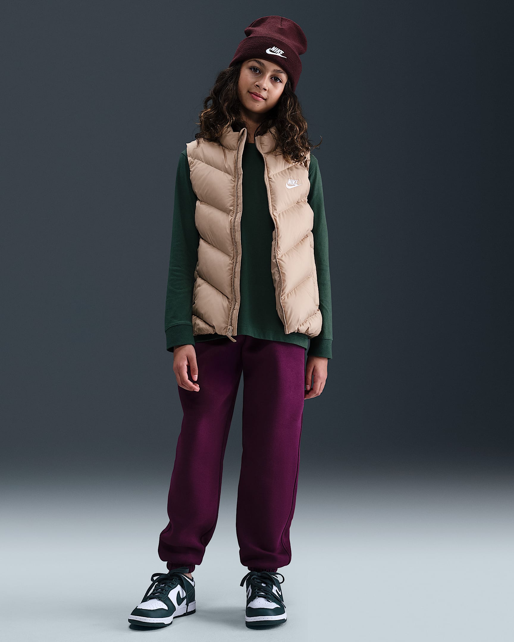 Nike Sportswear Club Fleece Older Kids' Loose Trousers - Bordeaux/Bordeaux/White