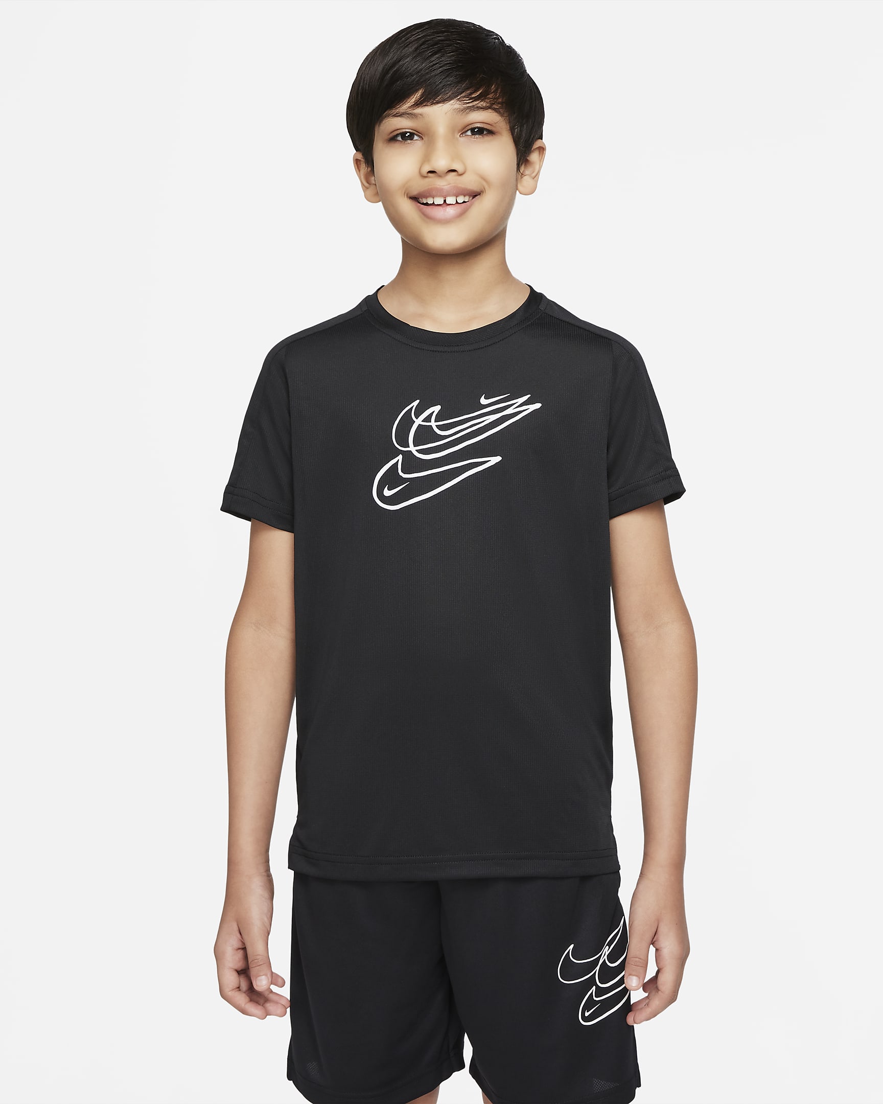 Nike Dri-FIT Older Kids' (Boys') Training Top - Black/Black/Black/White