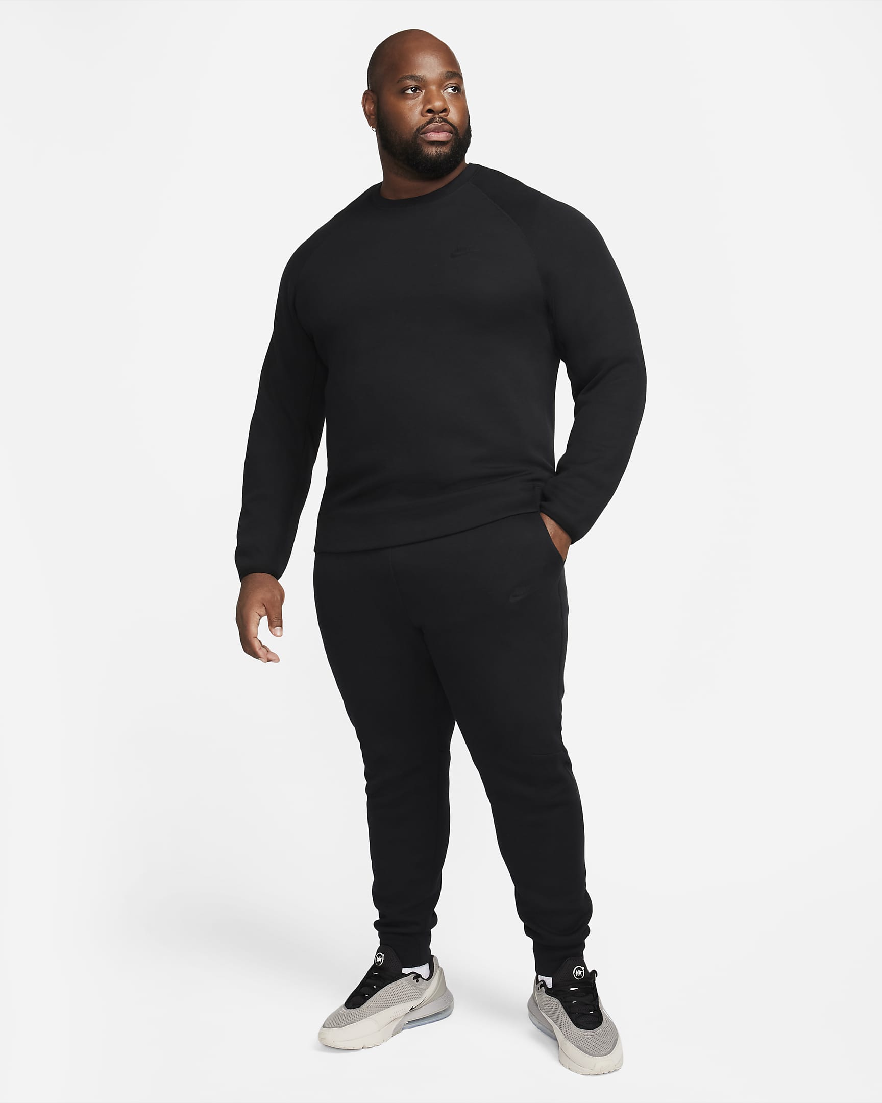 Tröja med rund hals Nike Sportswear Tech Fleece för män - Svart/Svart