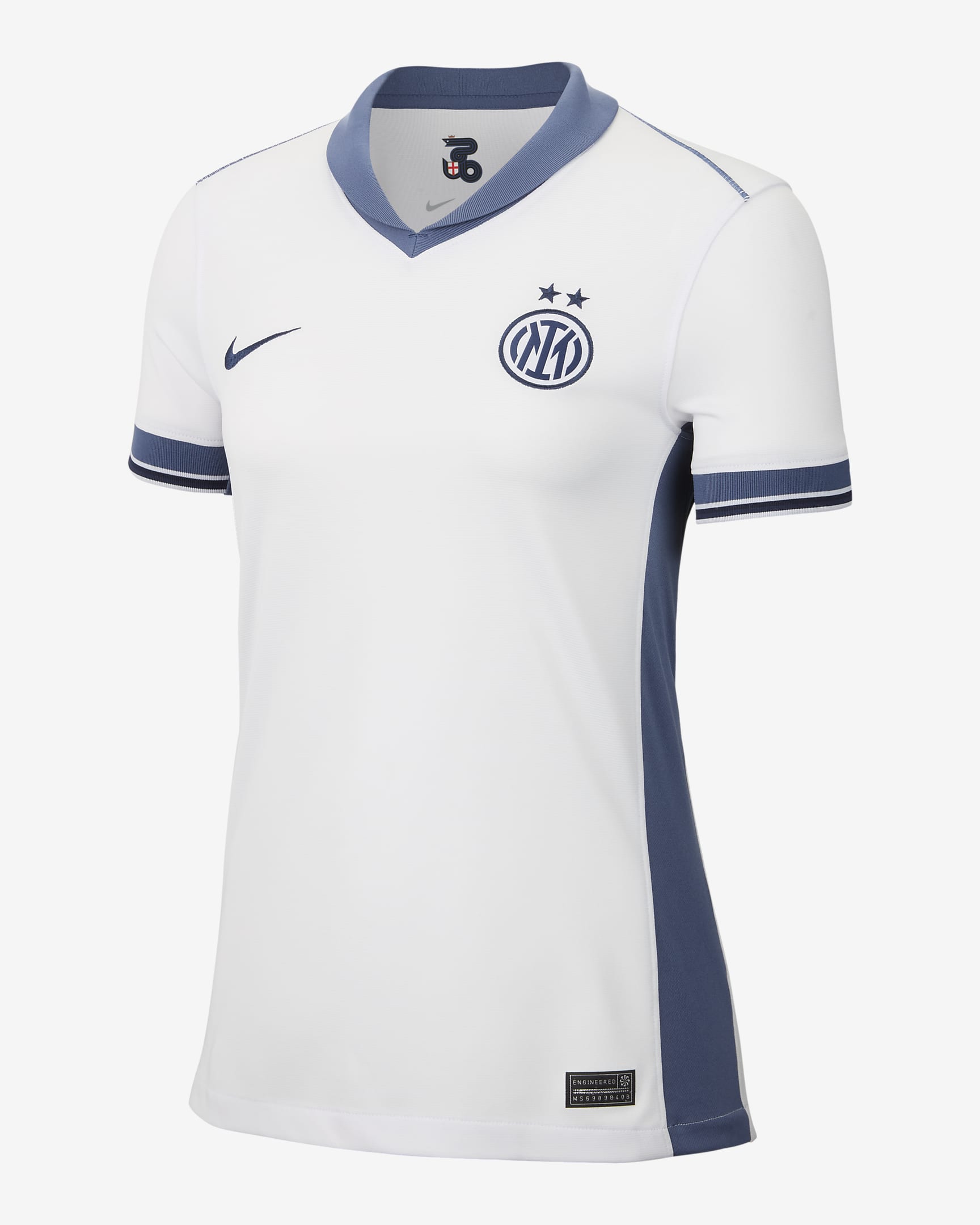 Damska koszulka piłkarska Nike Dri-FIT Inter Milan Stadium 2024/25 (wersja wyjazdowa) – replika - Summit White/Iris Whisper/Summit White/Midnight Navy