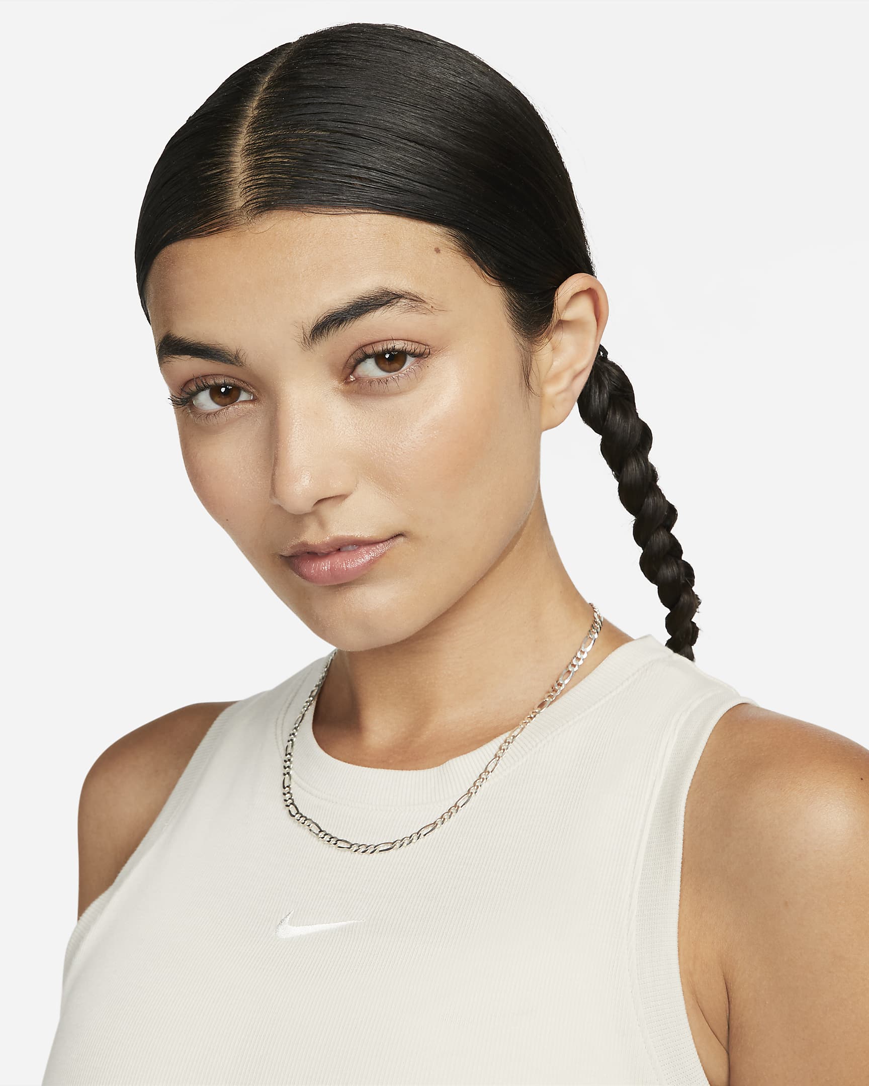 Nike Sportswear Chill Knit enges, kurz geschnittenes Mini-Rib-Tanktop für Damen - Light Orewood Brown/Sail