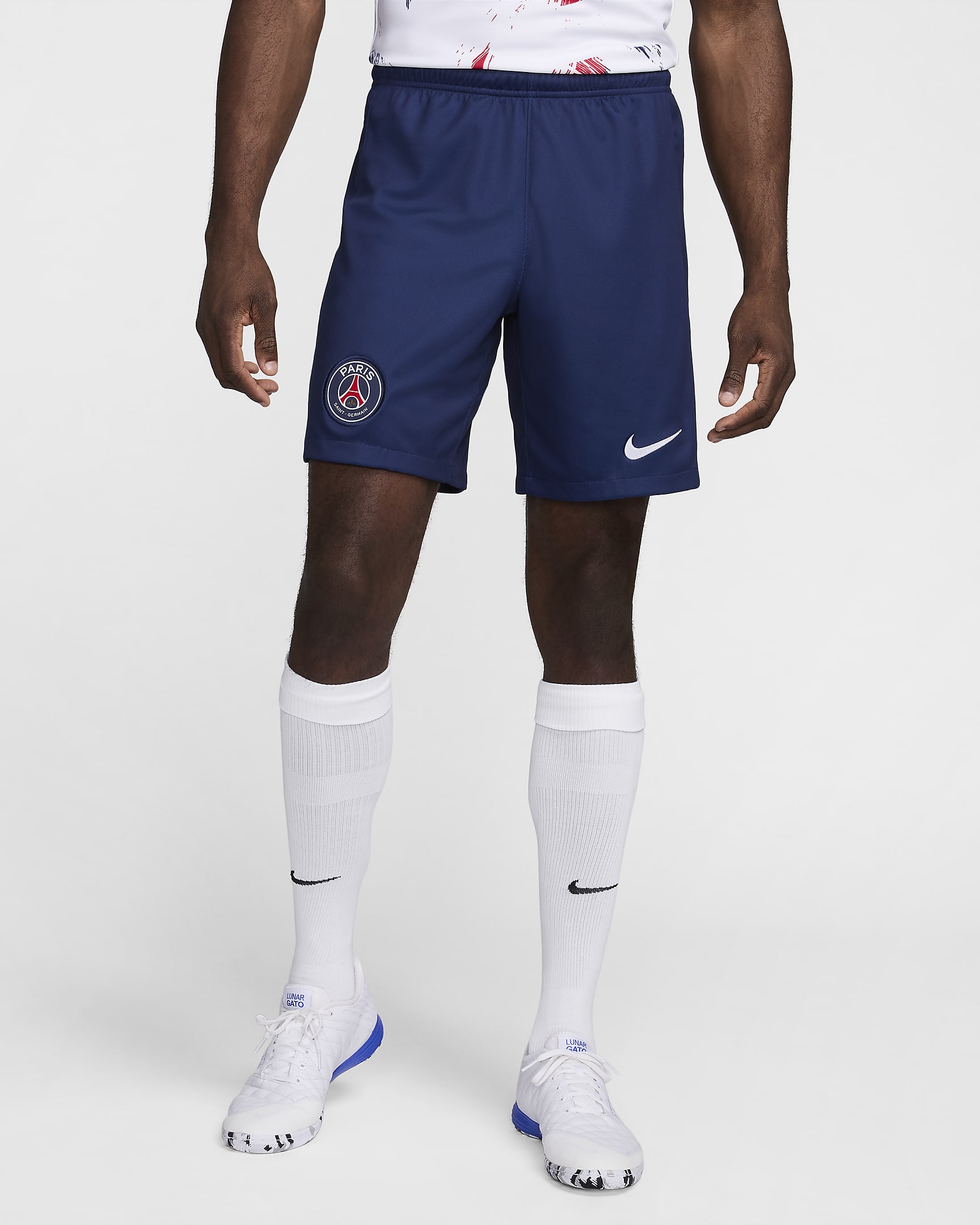 パリ サンジェルマン (PSG) 2024/25 スタジアム ホーム メンズ ナイキ Dri-FIT サッカー レプリカ ショートパンツ - ミッドナイトネイビー/ホワイト