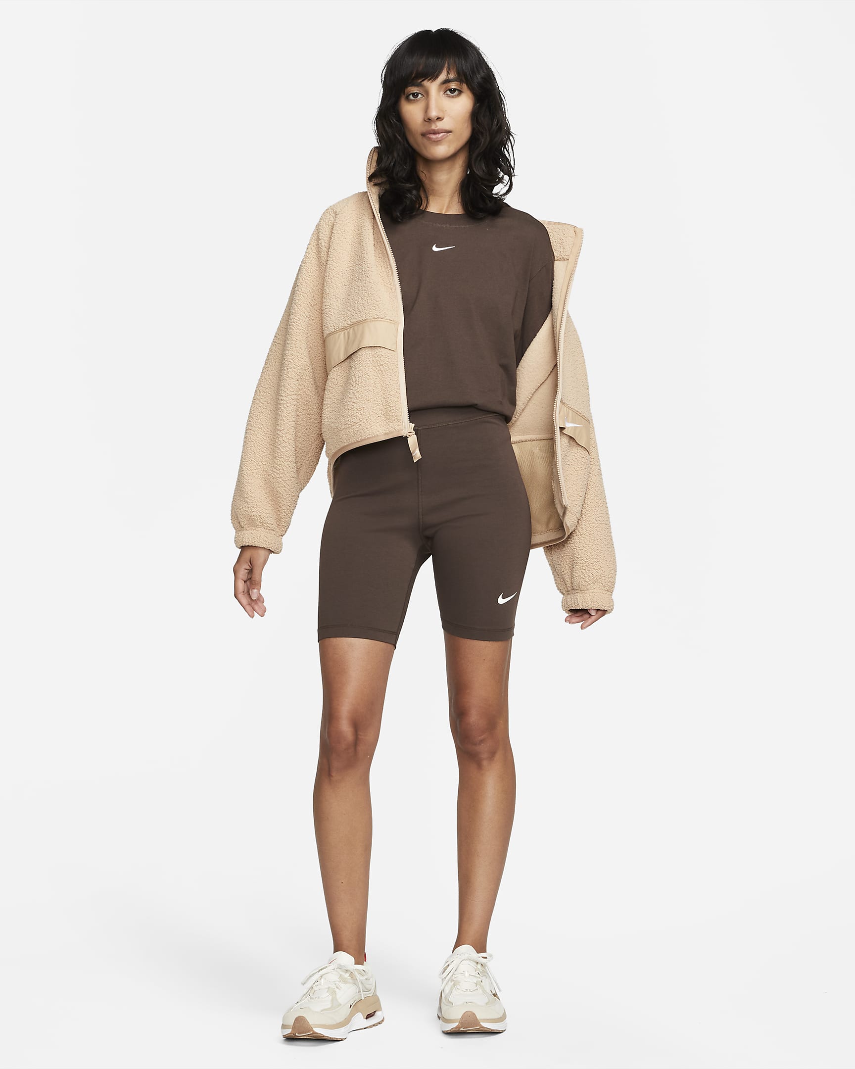 Nike Sportswear Classic Women's High-Waisted 8" Biker Shorts - Baroque Brown/Sail