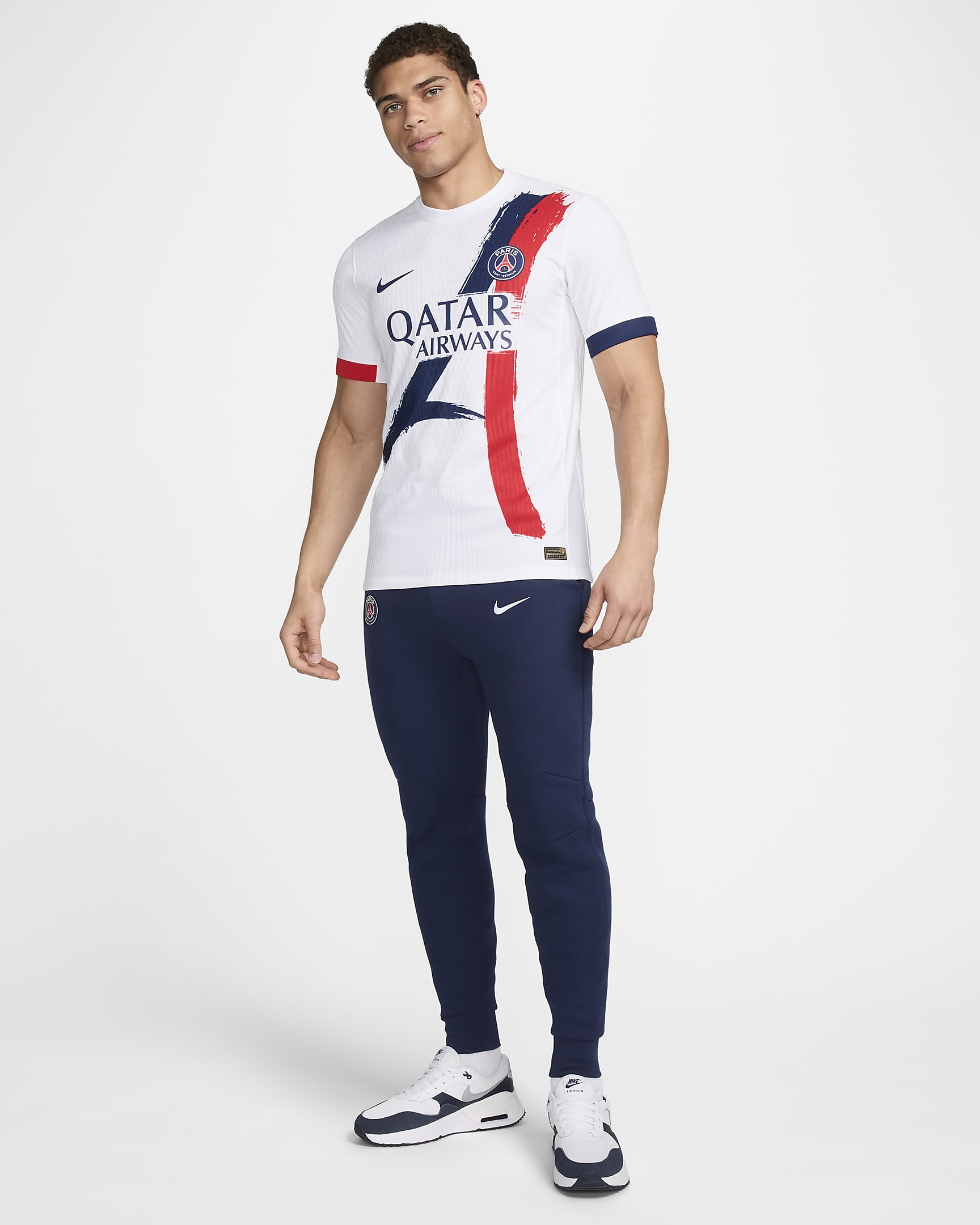 Męska koszulka piłkarska Nike Dri-FIT ADV Authentic Paris Saint-Germain Match 2024/25 (wersja wyjazdowa) - Biel/Midnight Navy/University Red/Midnight Navy