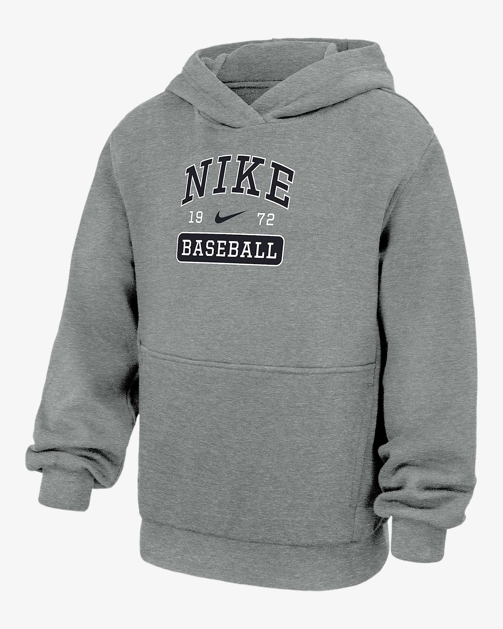 Nike Club Fleece Big Kids' Baseball Pullover Hoodie - Dark Grey Heather