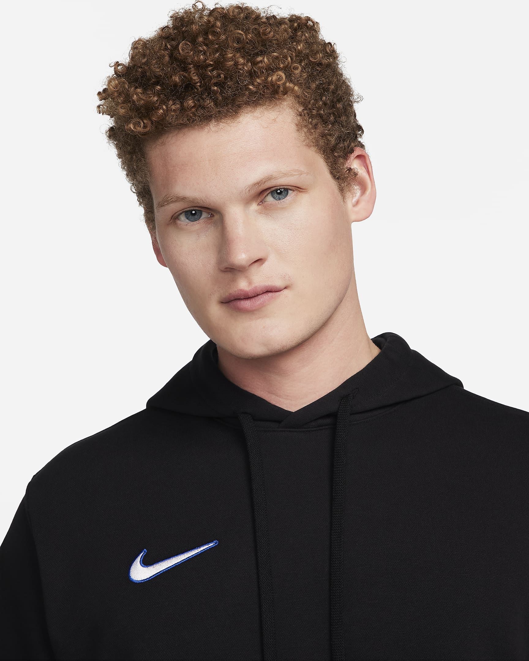 Nike Club Men's Pullover French Terry Soccer Hoodie - Black/White