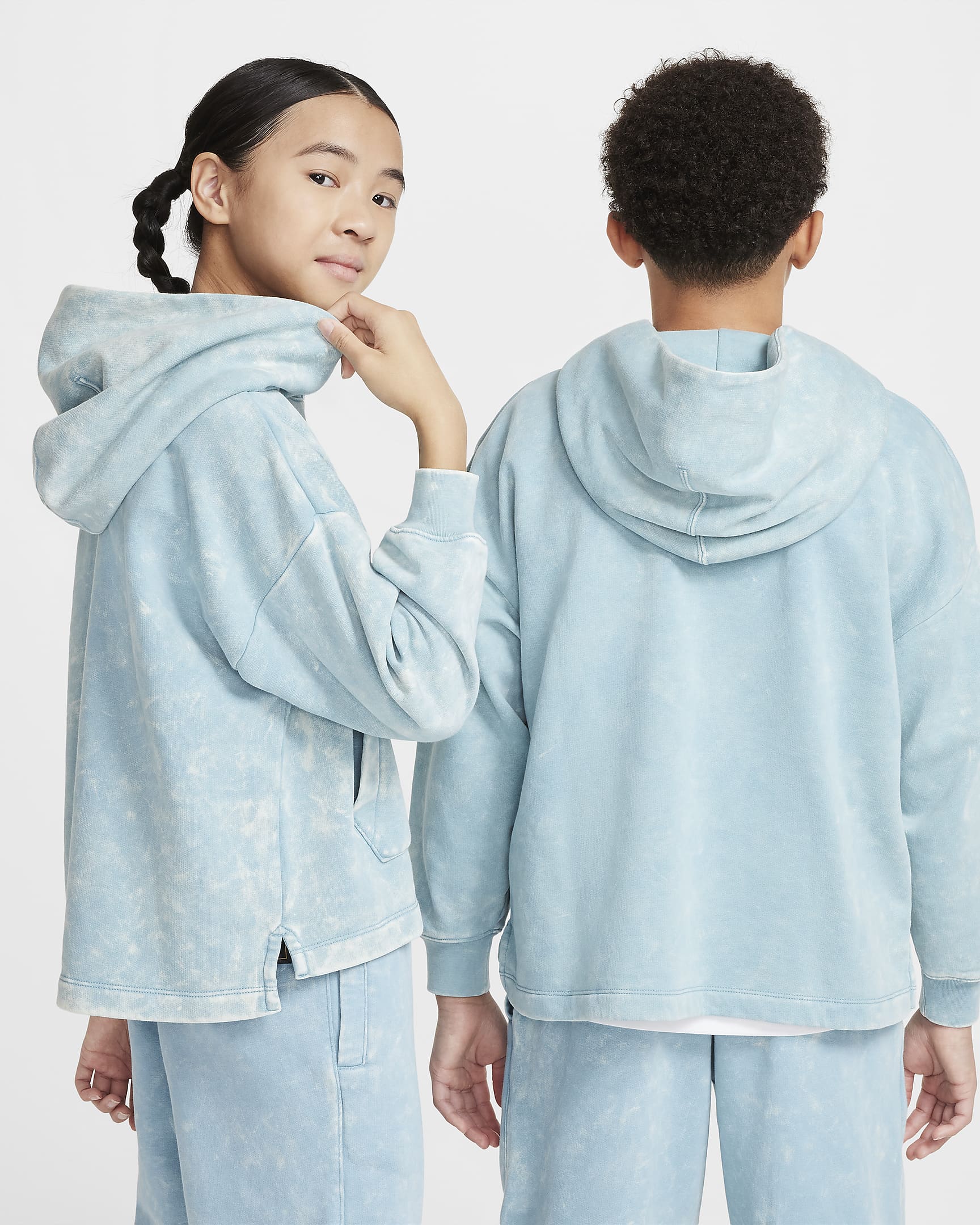 Nike Culture Of Basketball Big Kids' Fleece Pullover Hoodie - Denim Turquoise/Mystic Navy/Denim Turquoise