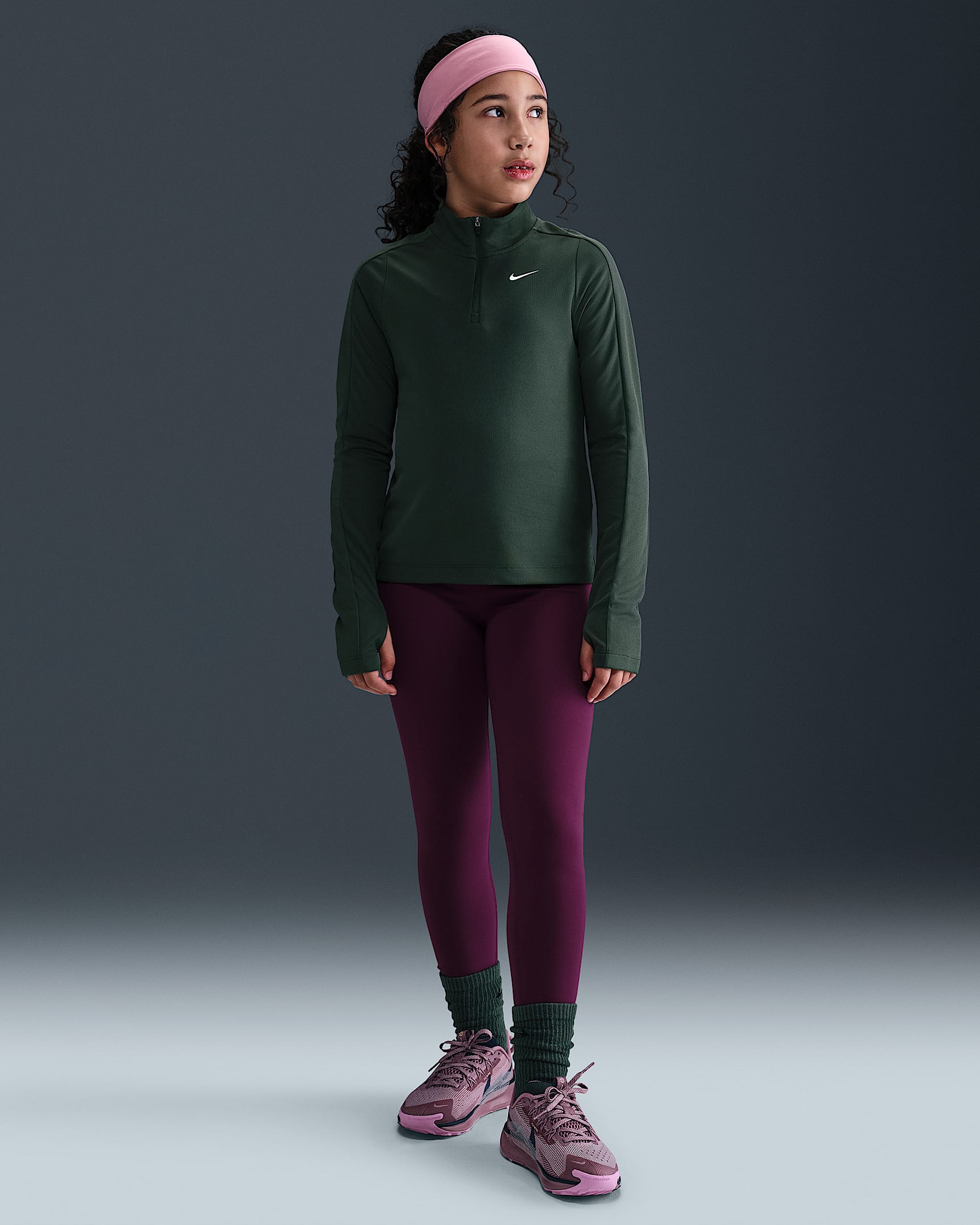 Nike One Older Kids' (Girls') Dri-FIT High-Waisted Leggings - Bordeaux/White