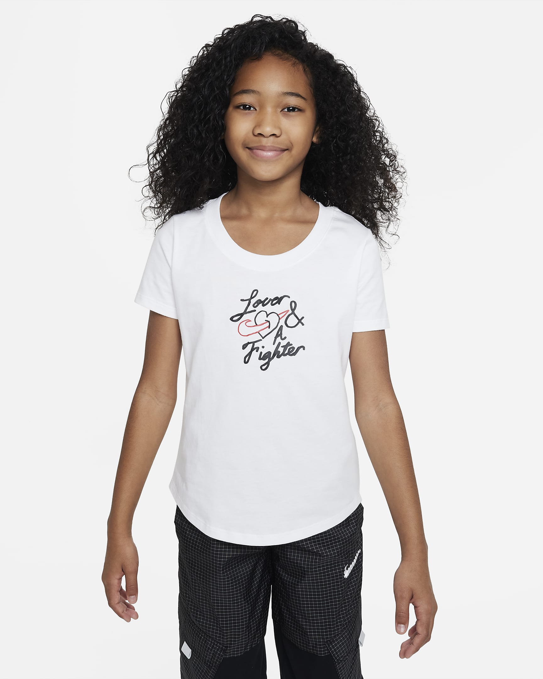 เสื้อยืดคอคว้านเด็กโต Nike Sportswear (หญิง) - ขาว
