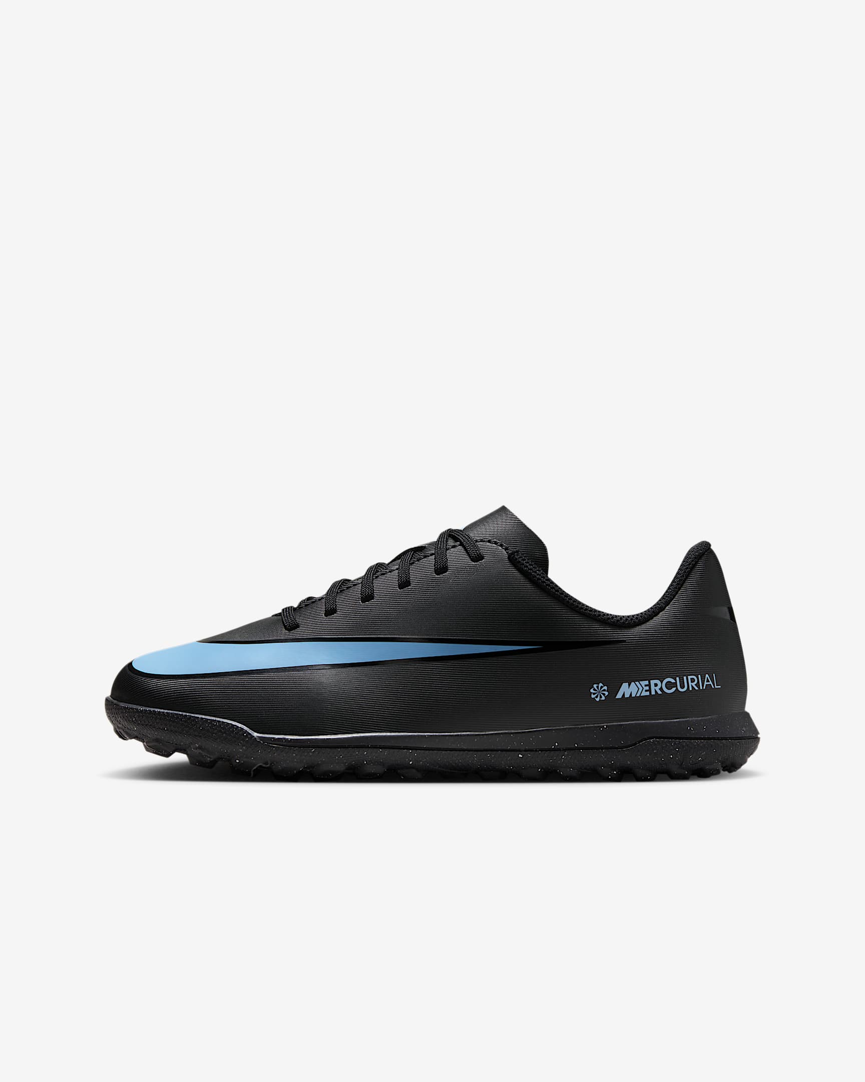Nike Jr. Mercurial Vapor 16 Club Younger/Older Kids' Turf Low-Top Football Boot - Black/Ice Blue