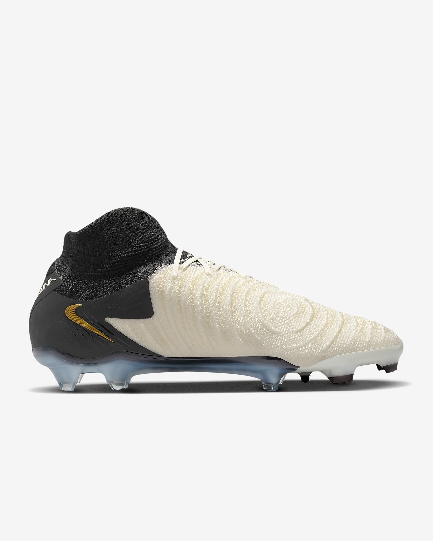 Nike Phantom Luna 2 Elite FG High-Top Soccer Cleats - White/Metallic Gold Coin/Black