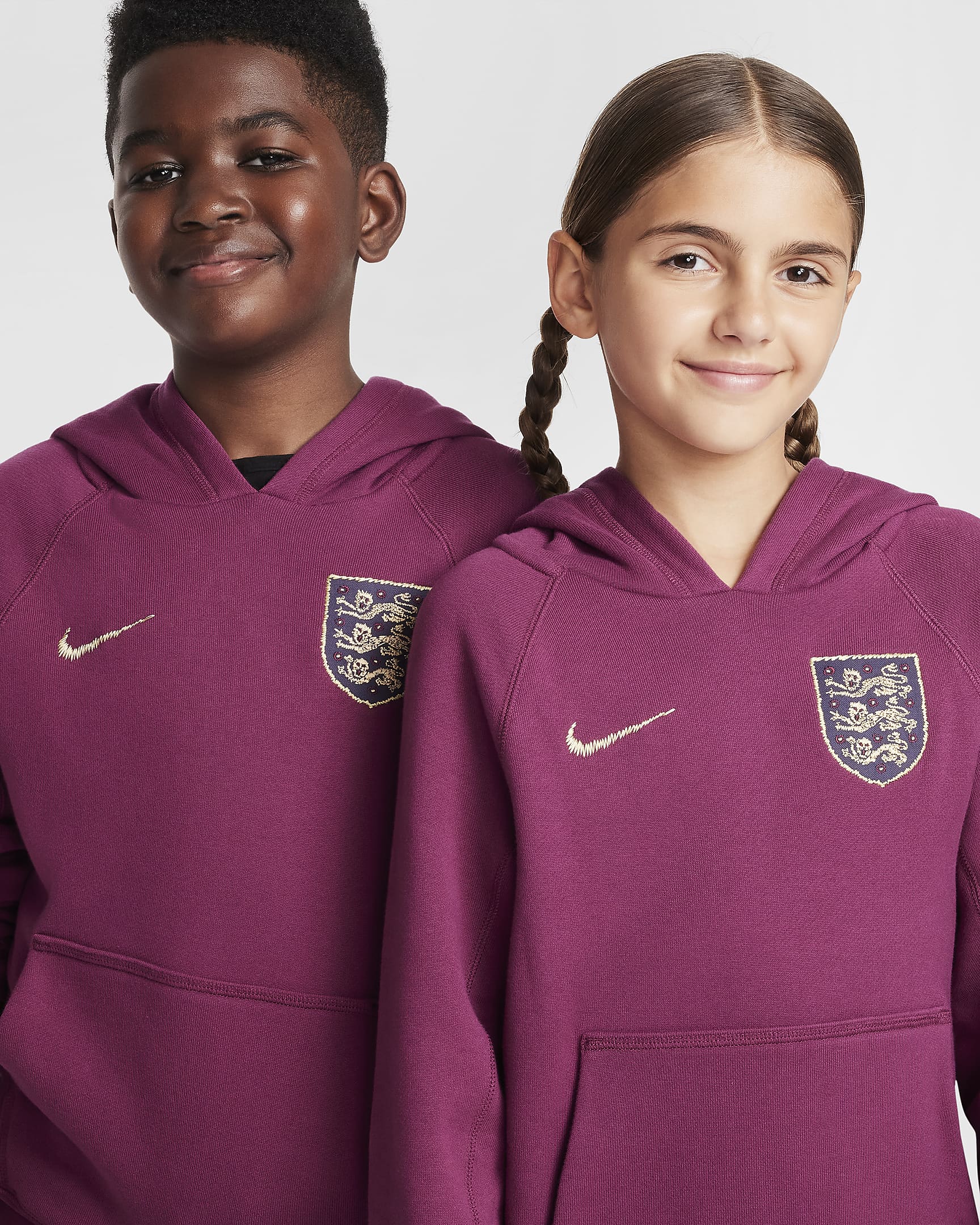 Hoodie pullover de futebol Nike Air Inglaterra Júnior - Rosewood/Rosewood/Sesame