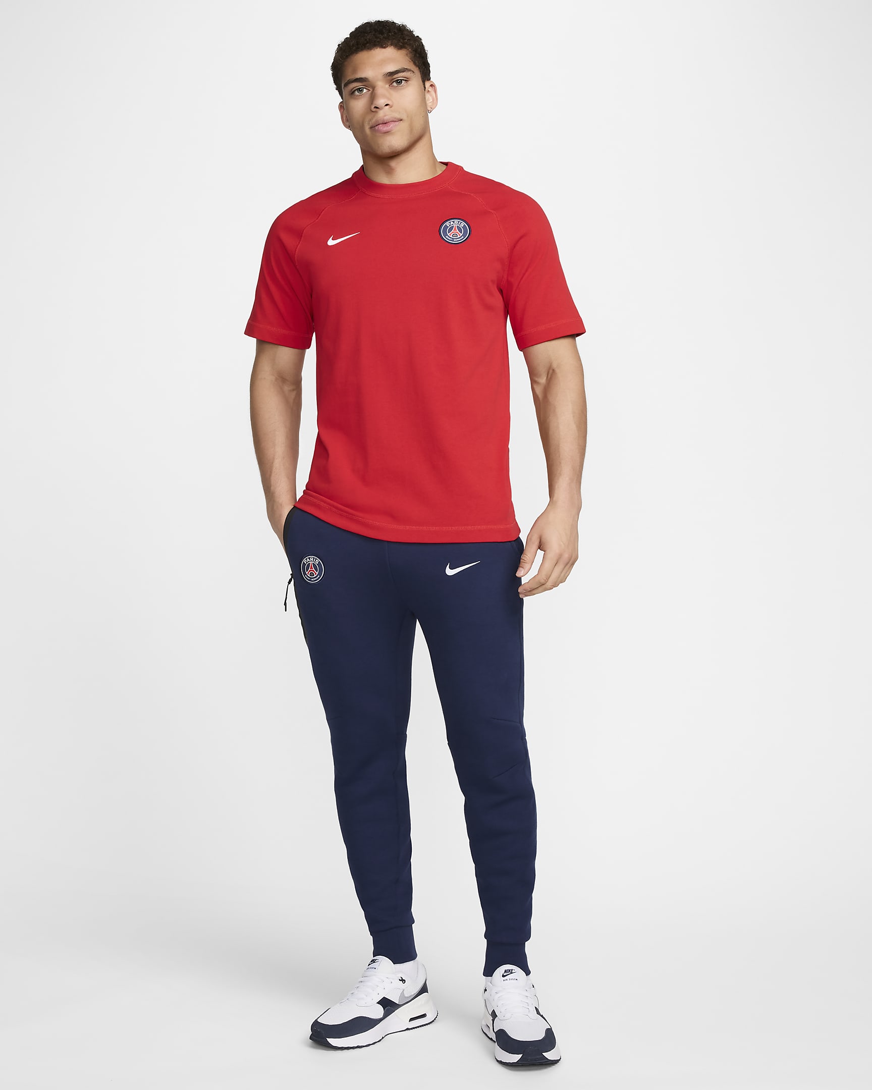 Calças desportivas de futebol Nike Tech Fleece Paris Saint-Germain para homem - Midnight Navy/Branco