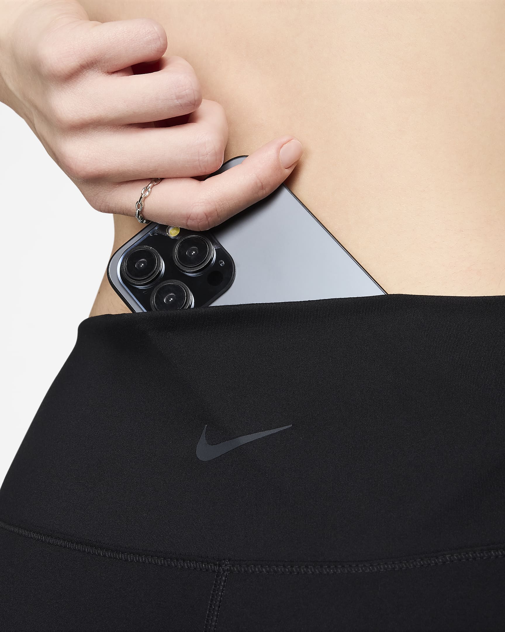 Nike One Bike Shorts mit hohem Taillenbund für Damen (ca. 20,5 cm) - Schwarz/Schwarz