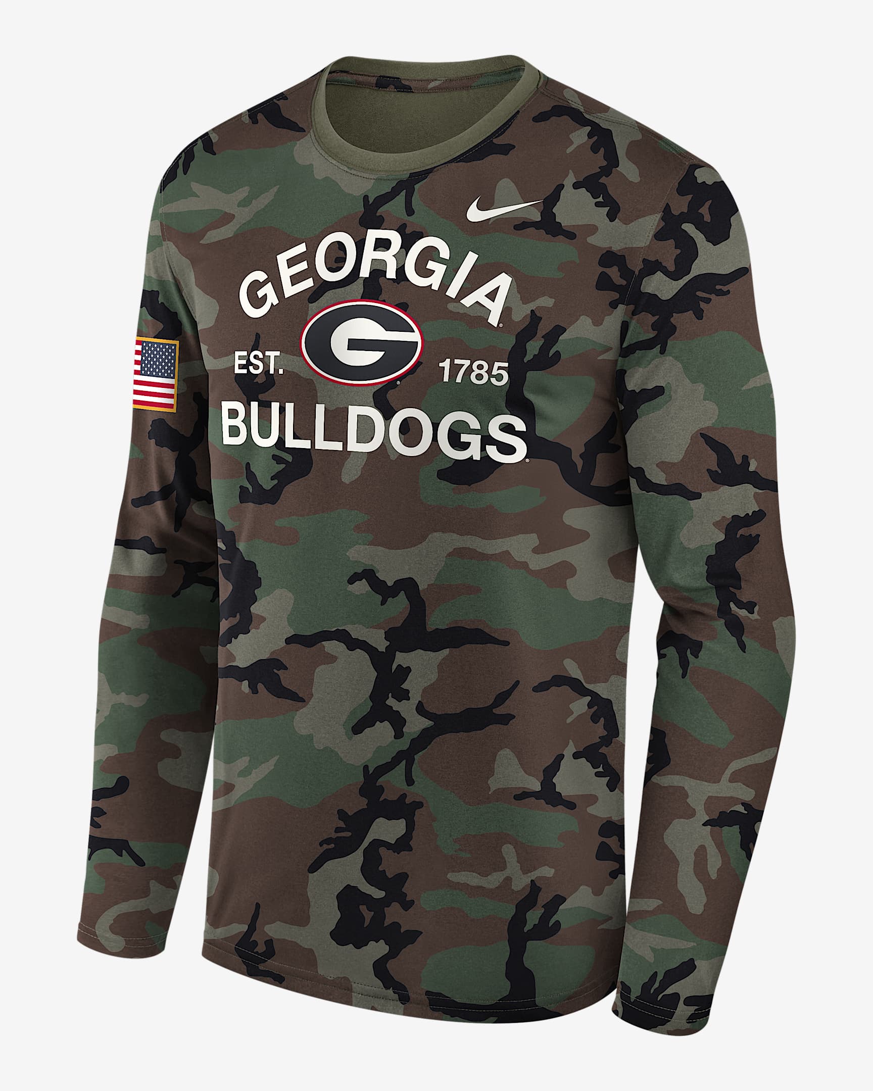 Georgia 2025 Military Appreciation Legend Men's Nike Dri-FIT College Long-Sleeve T-Shirt - Olive