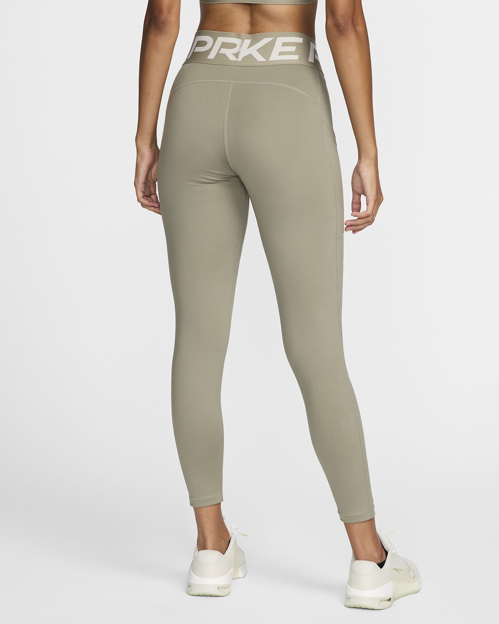 Leggings tiro alto de 7/8 con bolsillos para mujer Nike Pro Sculpt - Militar claro/Blanco