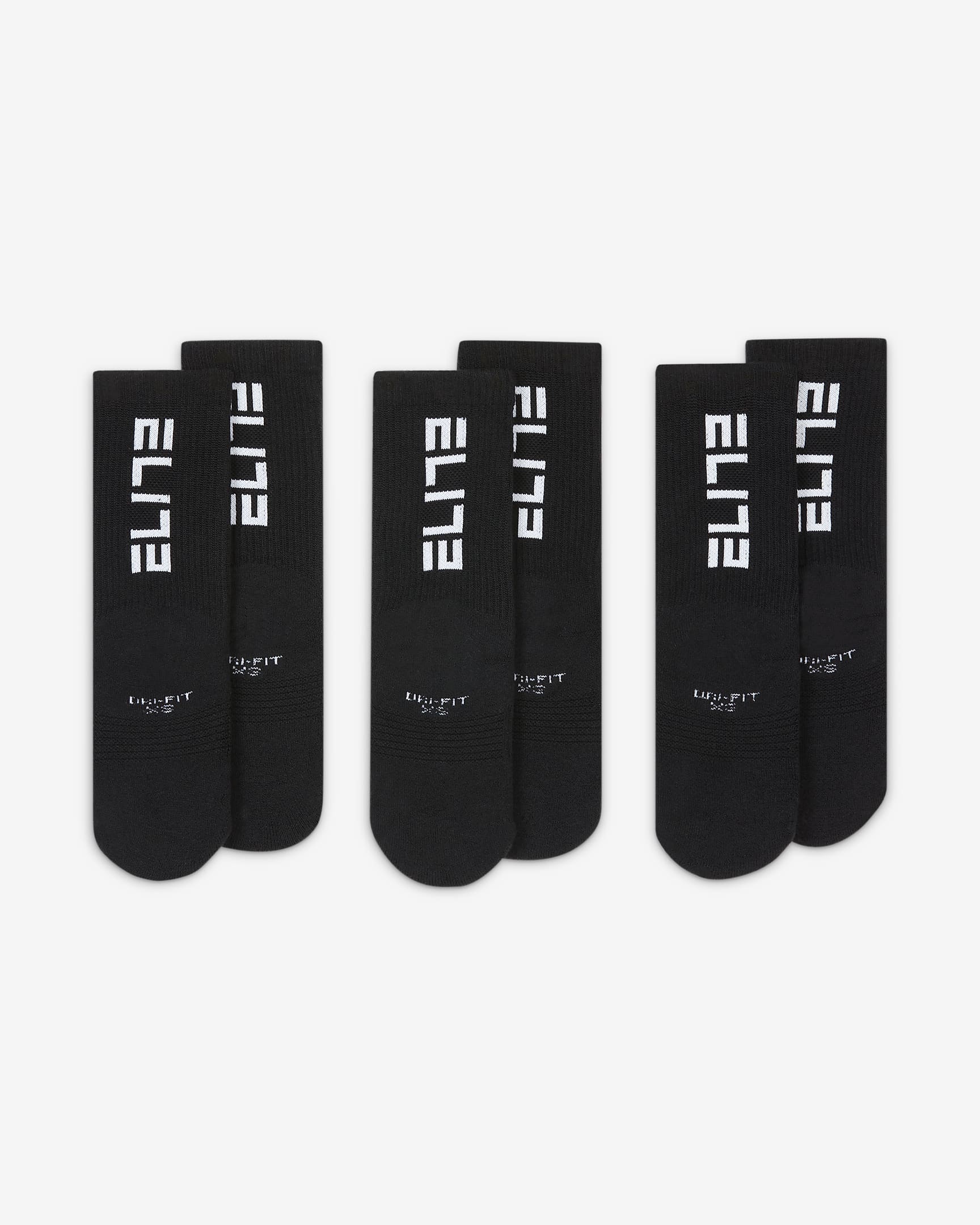 Calcetas para niños pequeños (3 pares) Nike Dri-FIT Elite - Negro