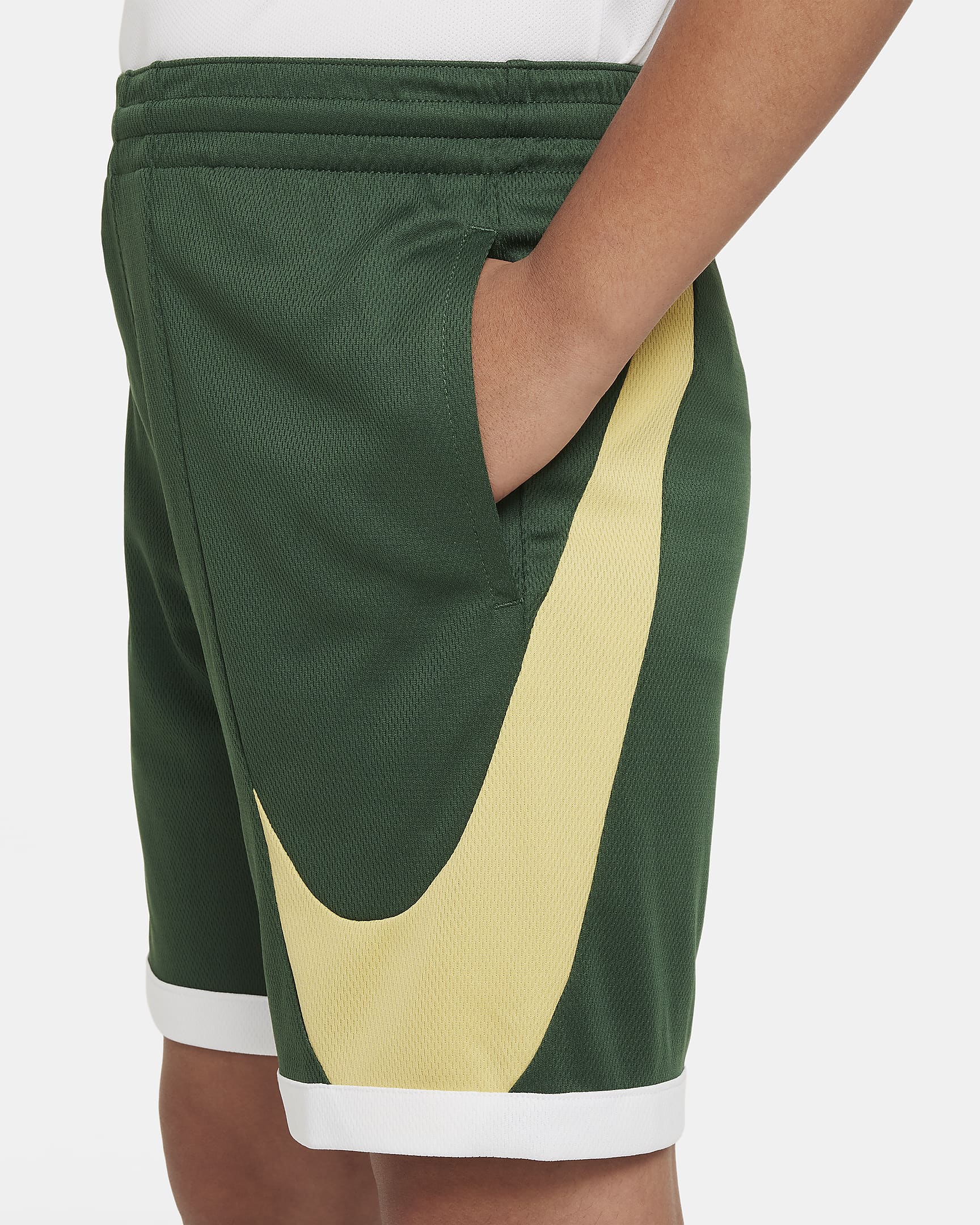 Nike Dri-FIT Older Kids' (Boys') Basketball Shorts - Fir/White/White/Saturn Gold