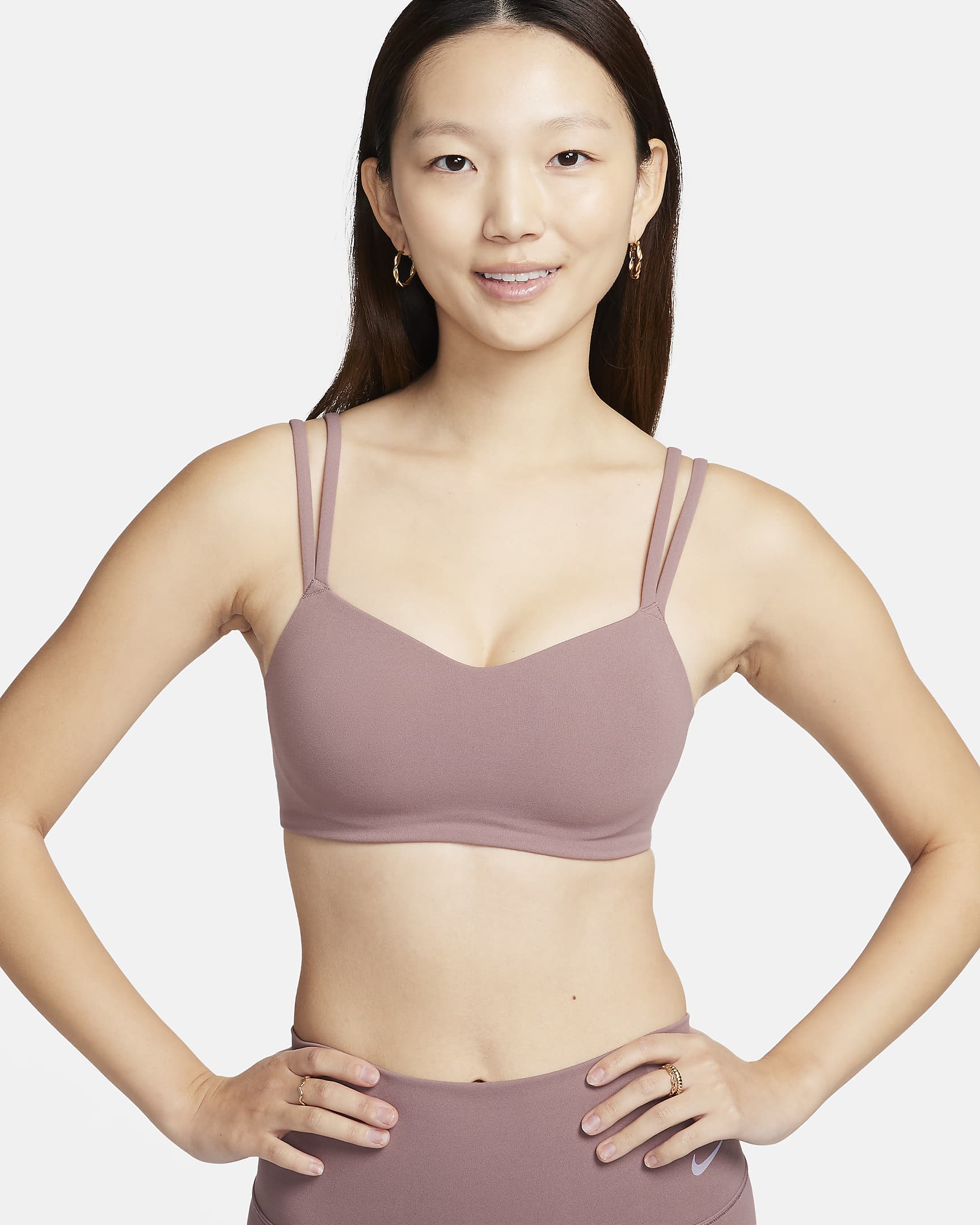 Nike Zenvy Strappy Women's Light-Support Padded Sports Bra - Smokey Mauve/White