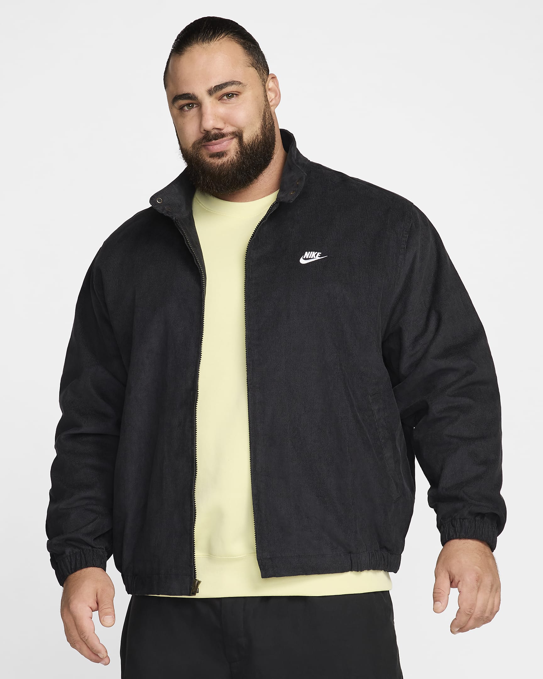 Veste Harrington en velours côtelé Nike Sportswear Club pour homme - Noir/Blanc