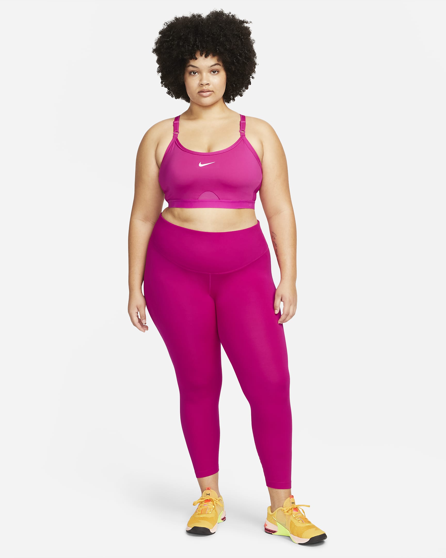 Nike Indy Women's Light-Support Padded U-Neck Sports Bra (Plus Size) - Active Pink/Active Pink/Active Pink/White