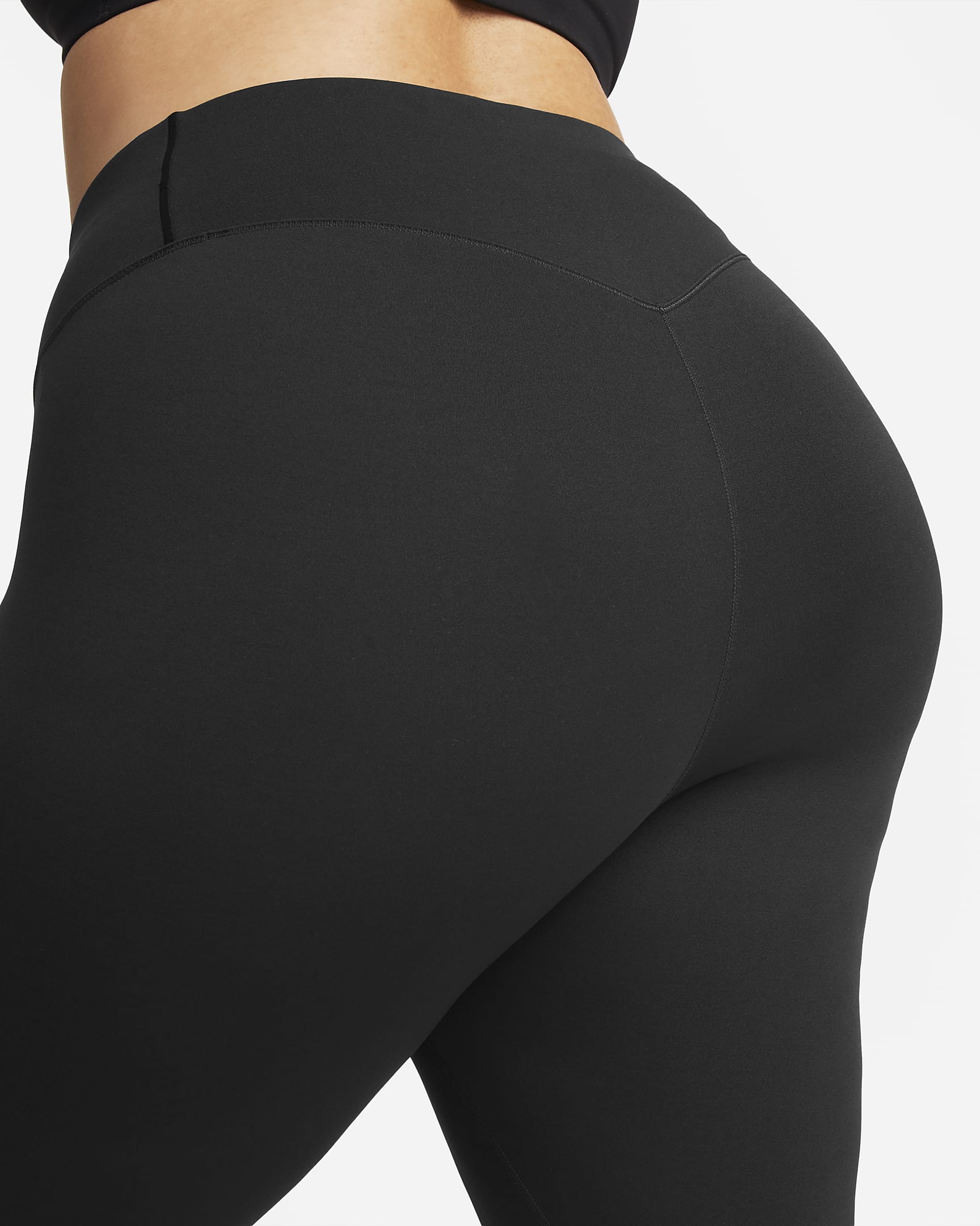 Nike Zenvy-leggings i 7/8-længde med høj talje og let støtte til kvinder (plus size) - sort/sort