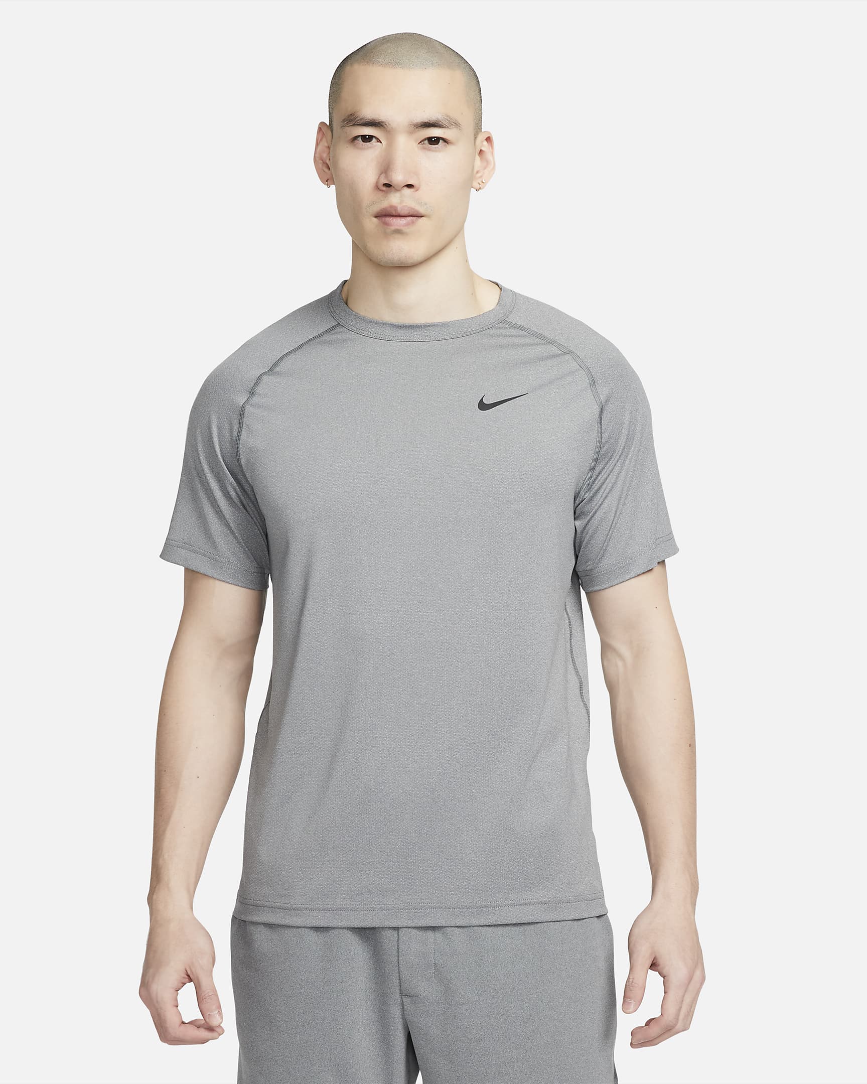 Nike Dri-FIT Ready Men's Short-Sleeve Fitness Top - Smoke Grey/Heather/Black