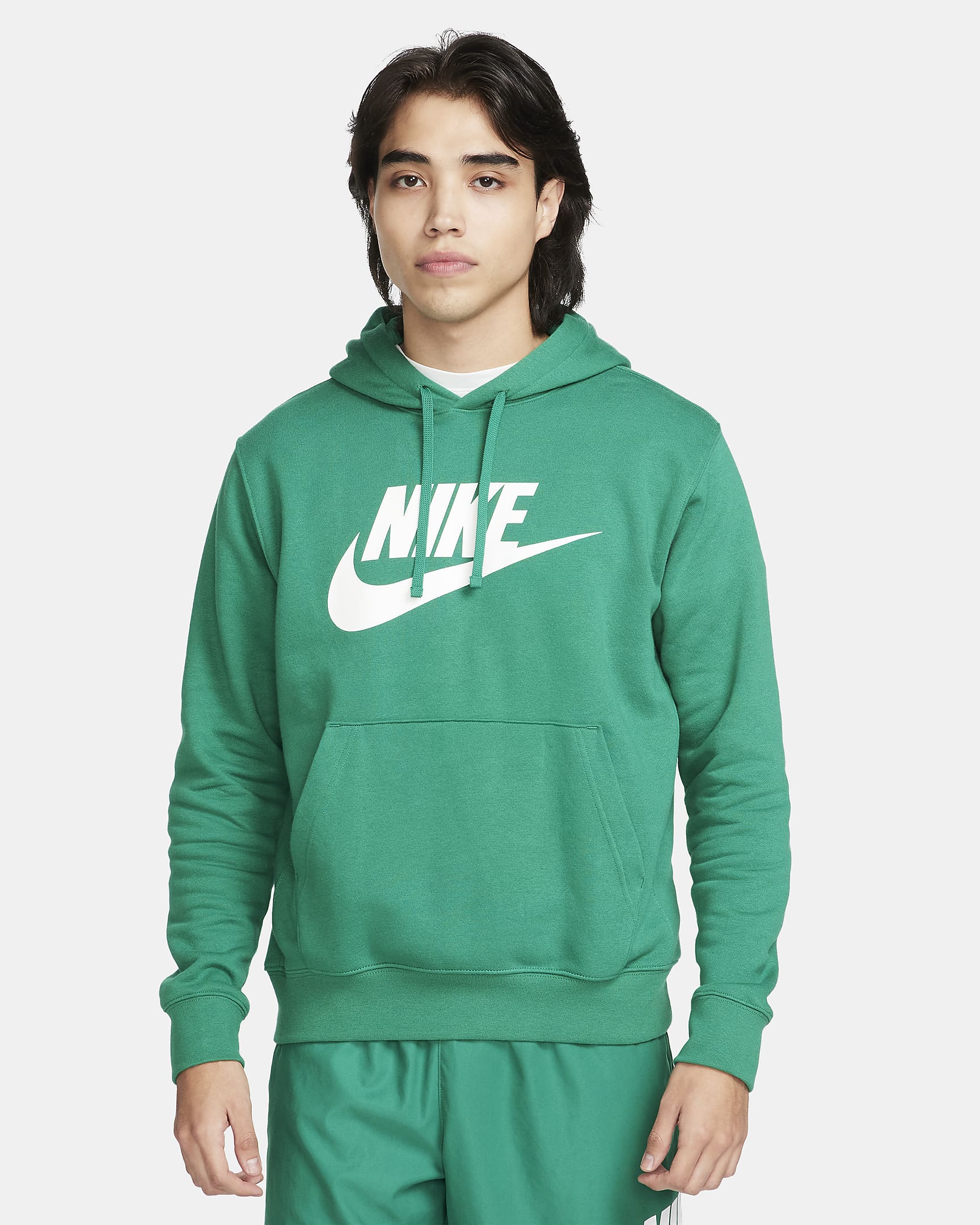 Nike Sportswear Club Fleece Men's Graphic Pullover Hoodie - Malachite/Malachite/White