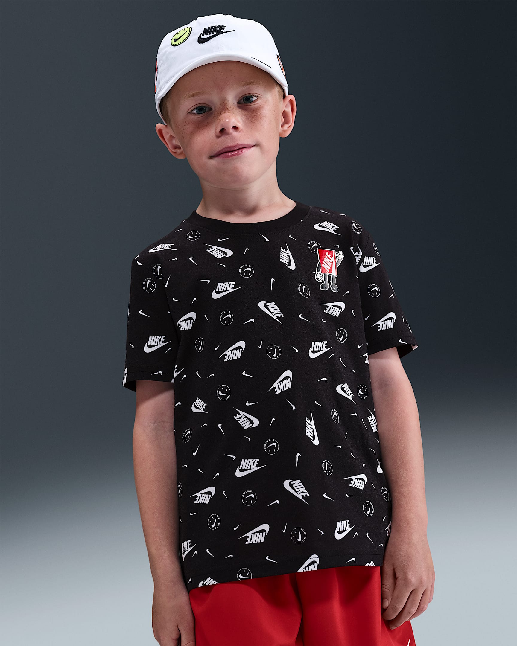 Playera cuadrada estampada para niños de preescolar Nike - Negro