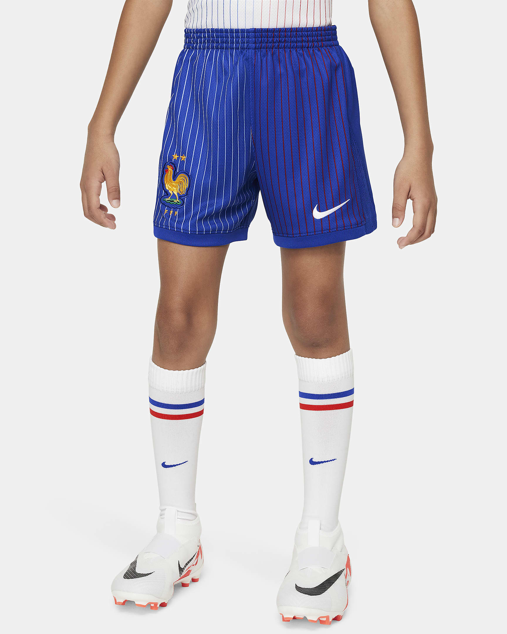 Divisa da calcio replica in 3 pezzi Nike FFF 2024/25 Stadium per bambino/a – Away - Bianco/Bright Blue/University Red/Bright Blue