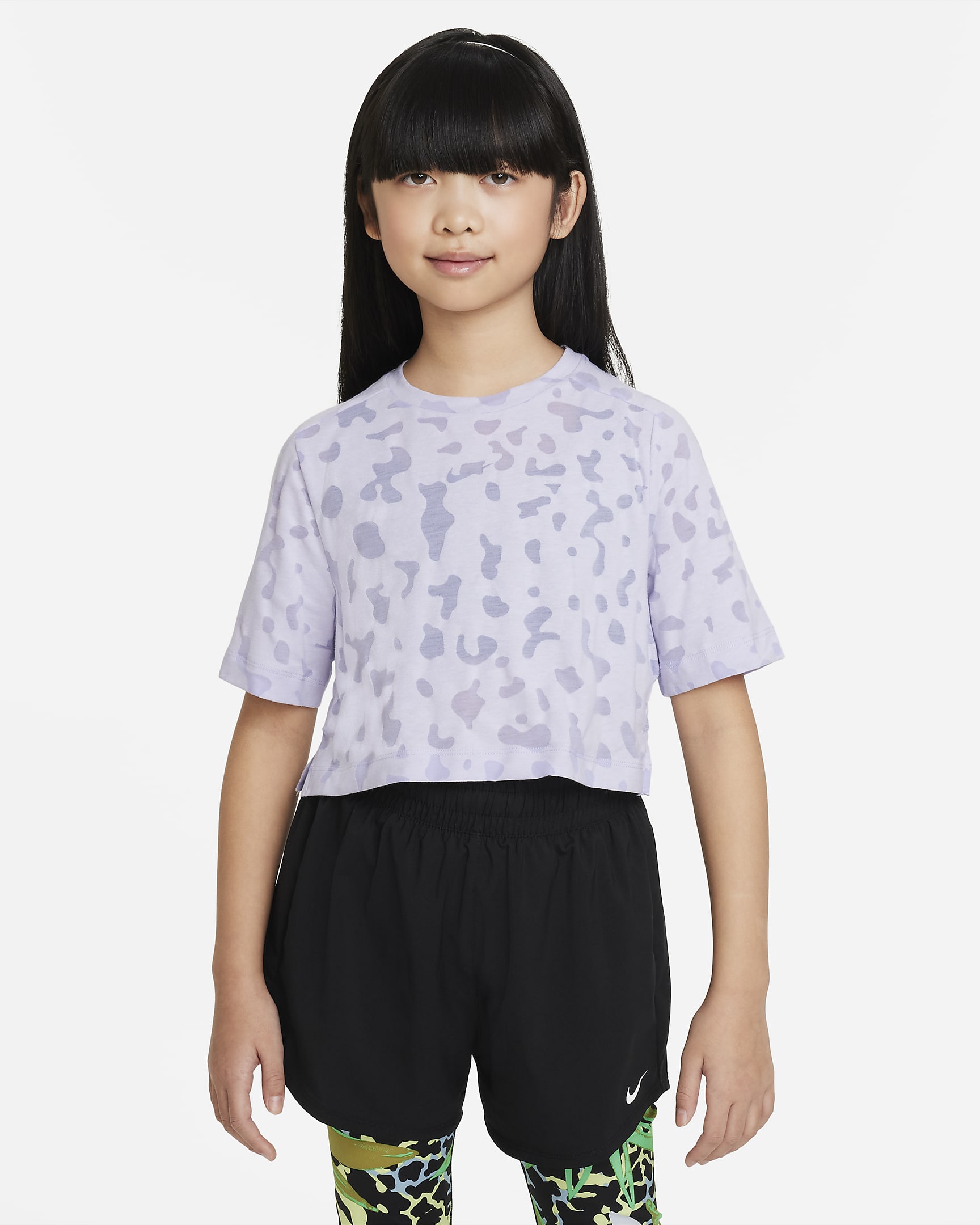 Nike Dri-FIT One Older Kids' (Girls') Training Top - Oxygen Purple/Indigo Haze