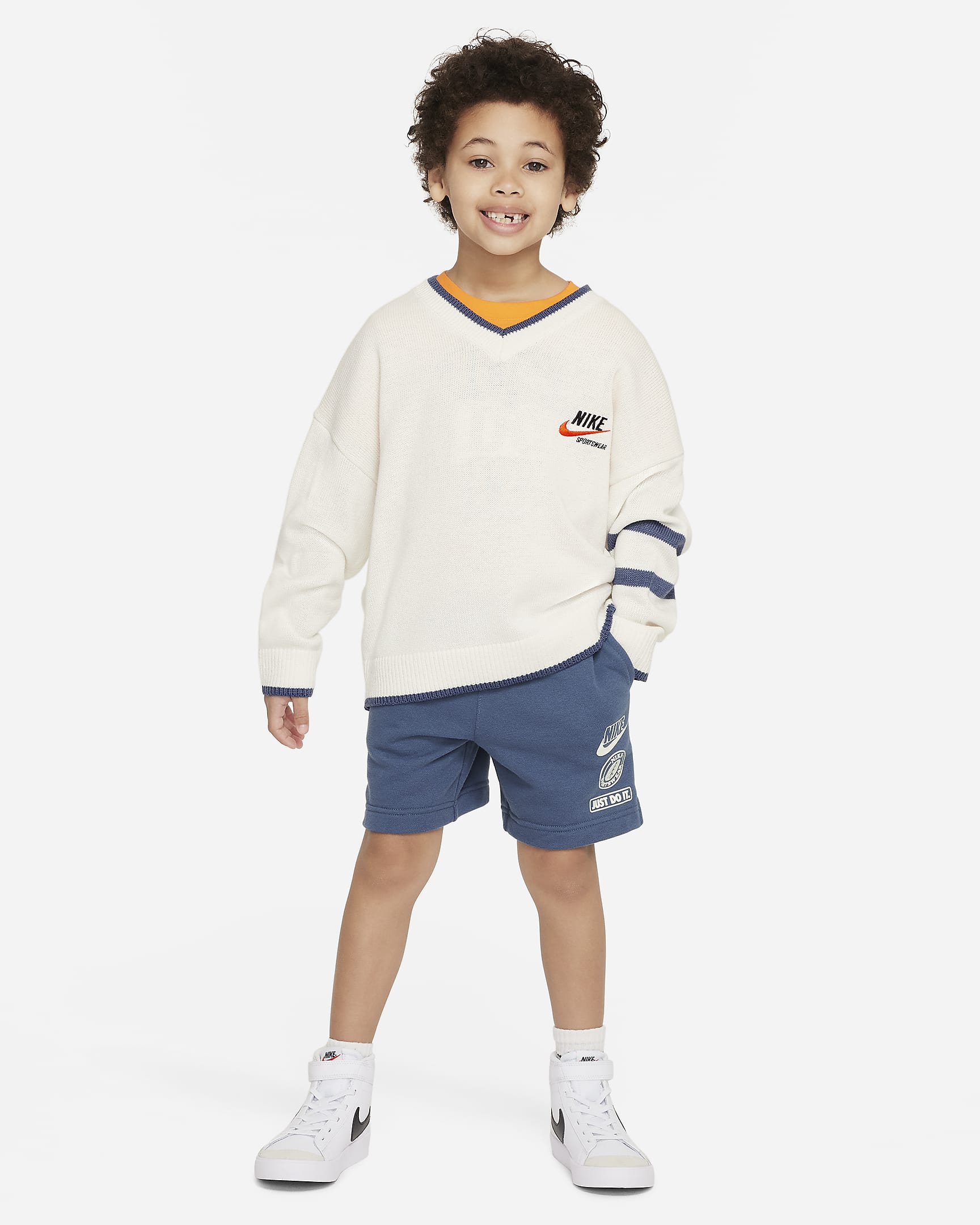 Nike Sportswear "Leave No Trace" French Terry Taping Shorts Little Kids' Shorts - Diffused Blue