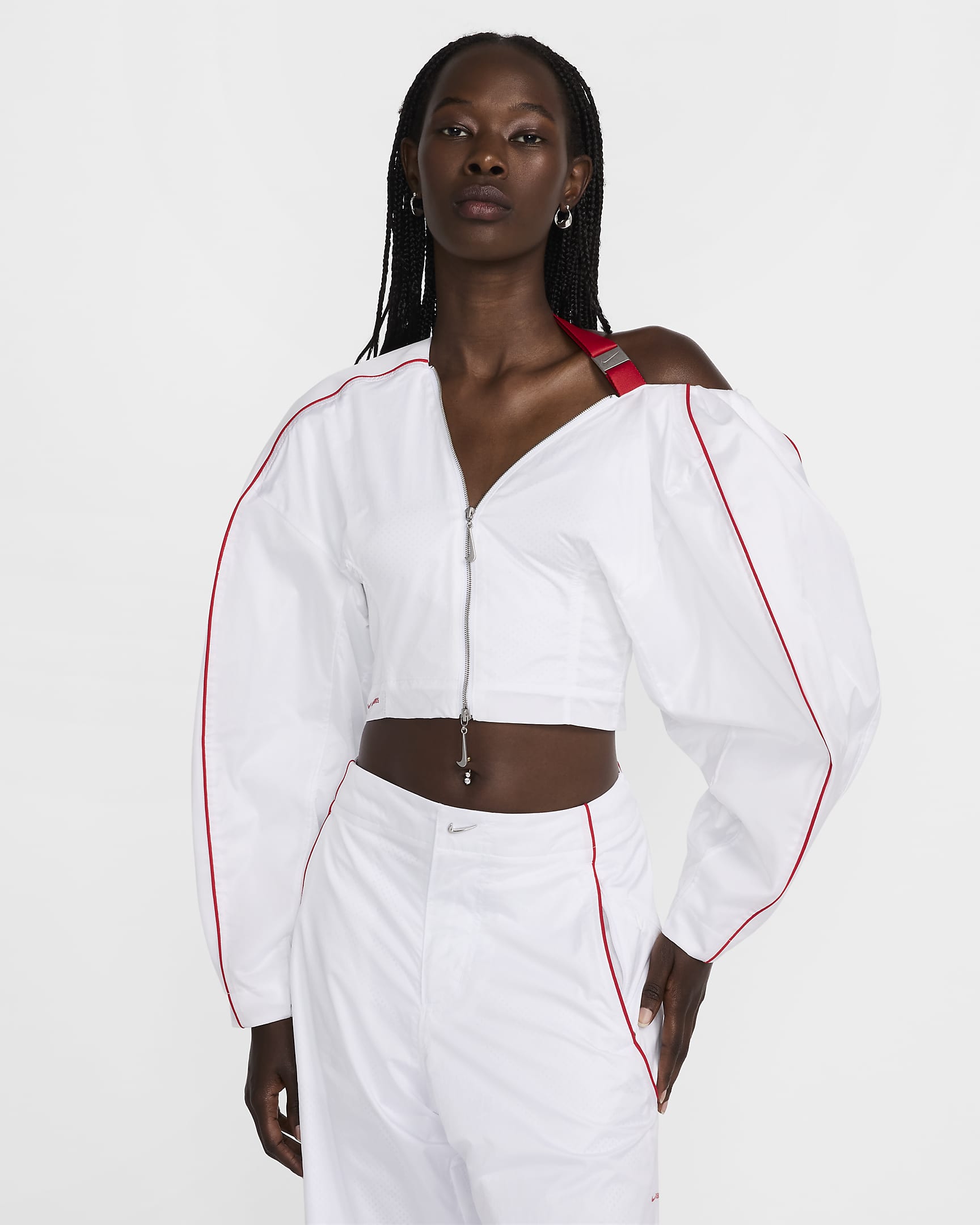 Chamarra de entrenamiento para mujer Nike x Jacquemus - Blanco/Rojo universitario