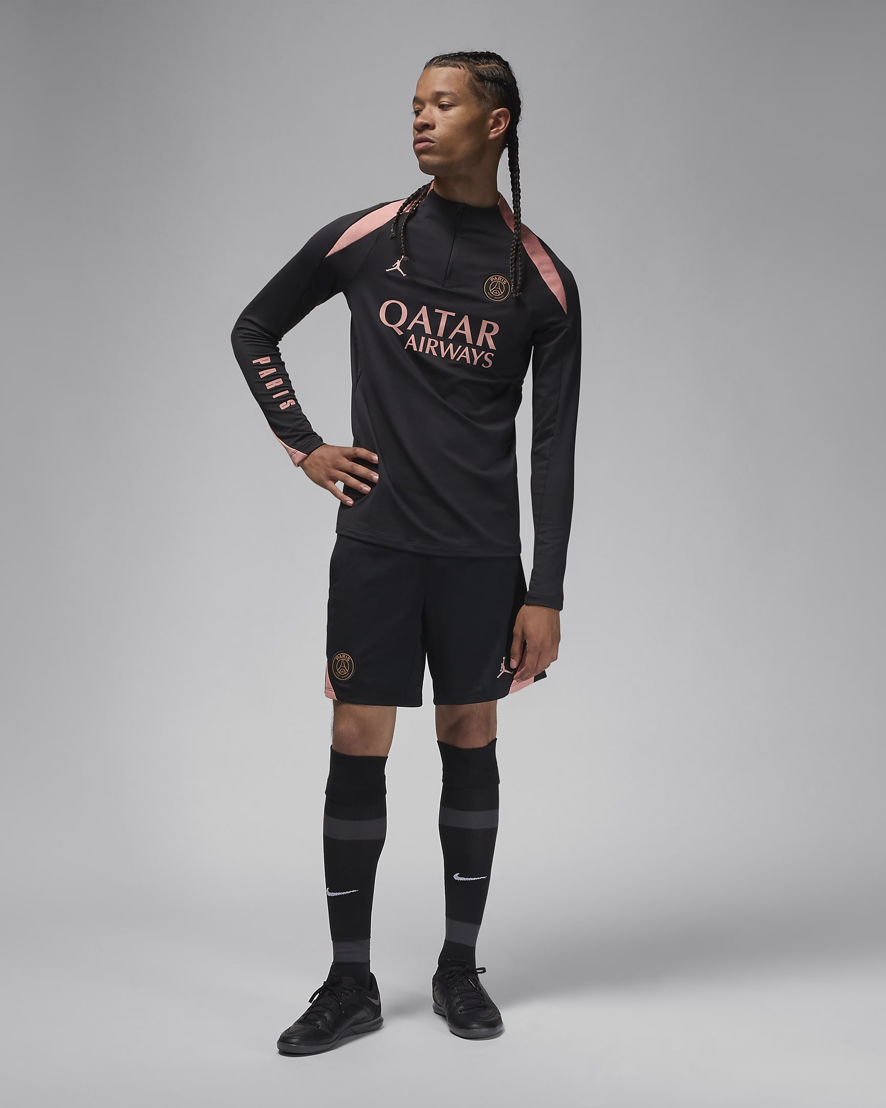 Paris Saint-Germain Strike Third Men's Jordan Dri-FIT Football Knit Shorts - Black/Rust Pink/Rust Pink