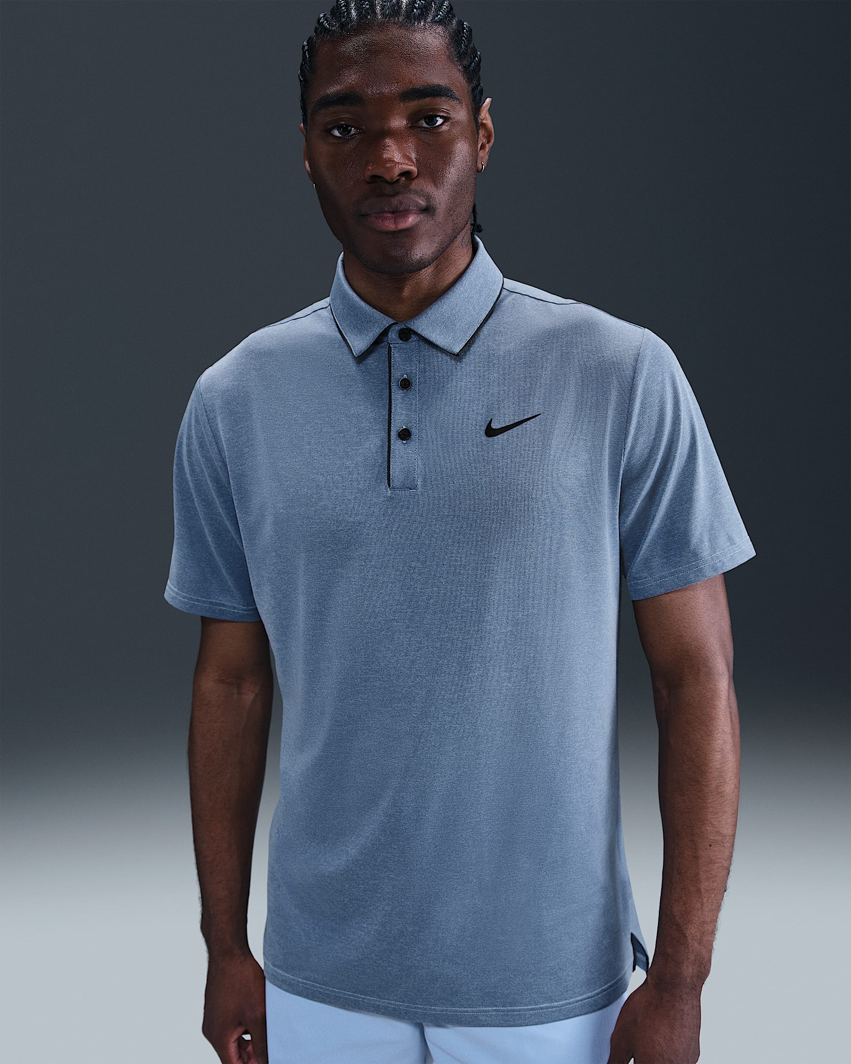 Nike Tour Men's Dri-FIT Golf Polo - Light Armory Blue/Black