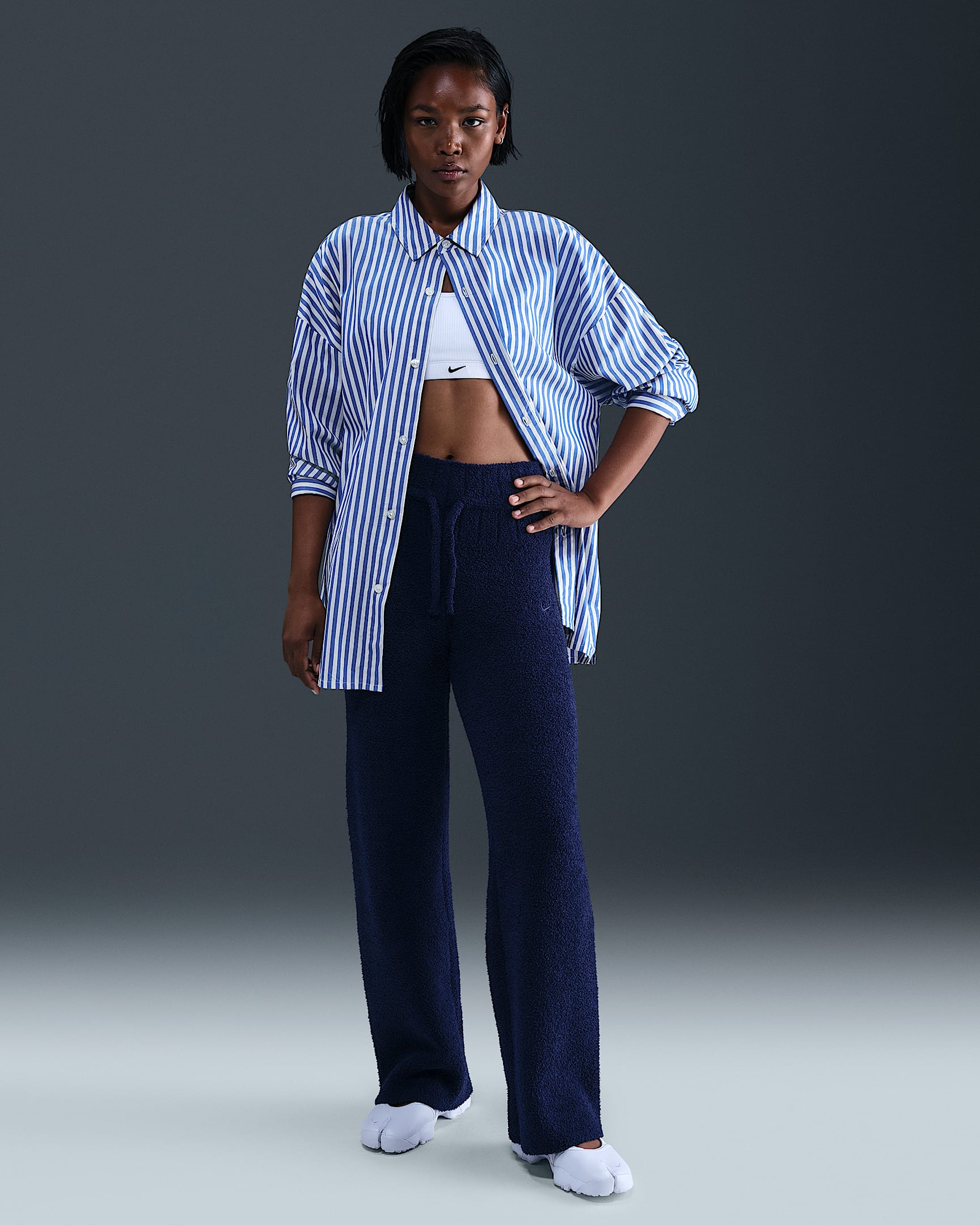 Nike Sportswear Phoenix Cozy Bouclé Women's Slim Knit Pants - Midnight Navy/Midnight Navy