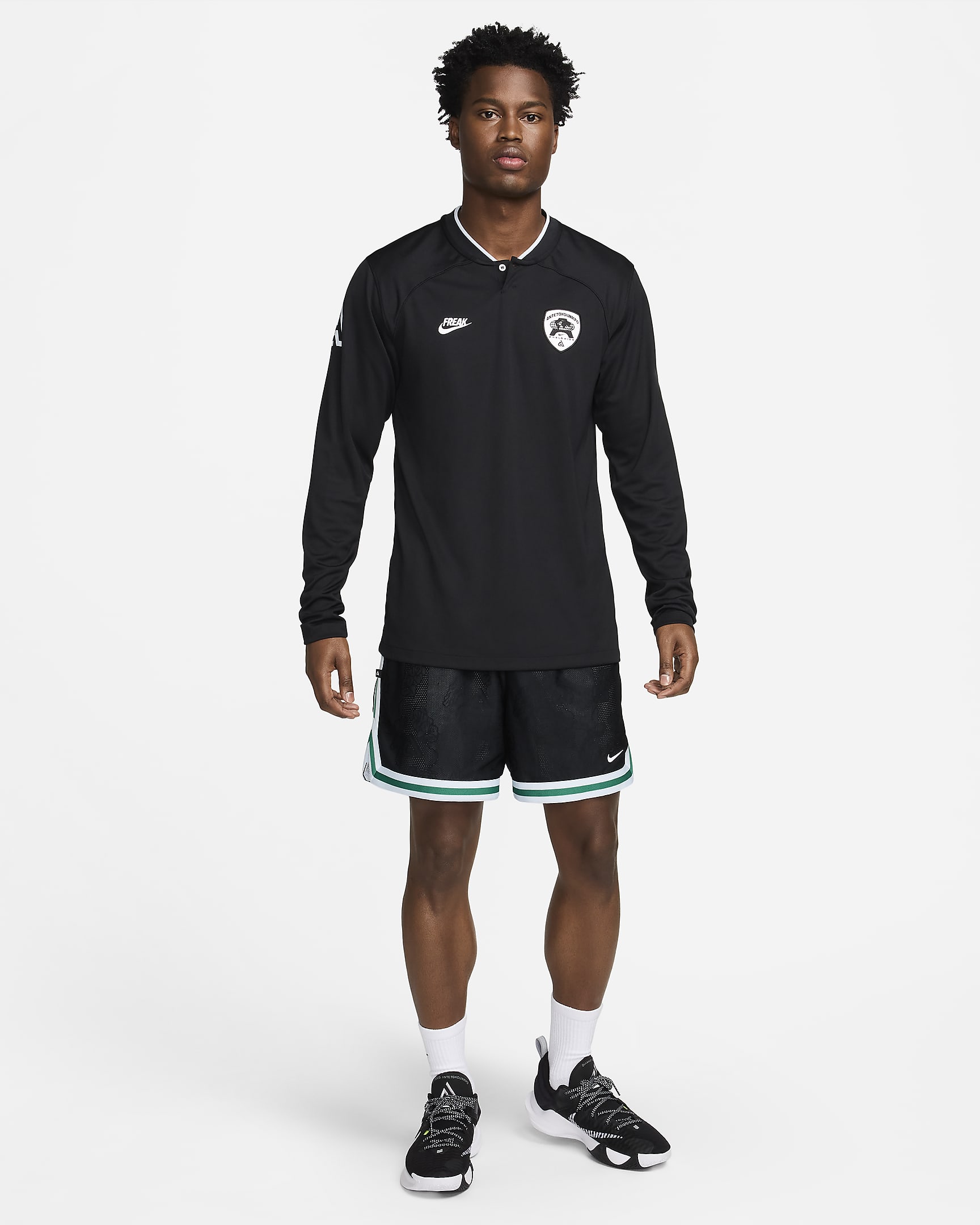 Giannis Basketball-Longsleeve mit Dri-FIT-Technologie für Herren - Schwarz/Blue Tint/Weiß