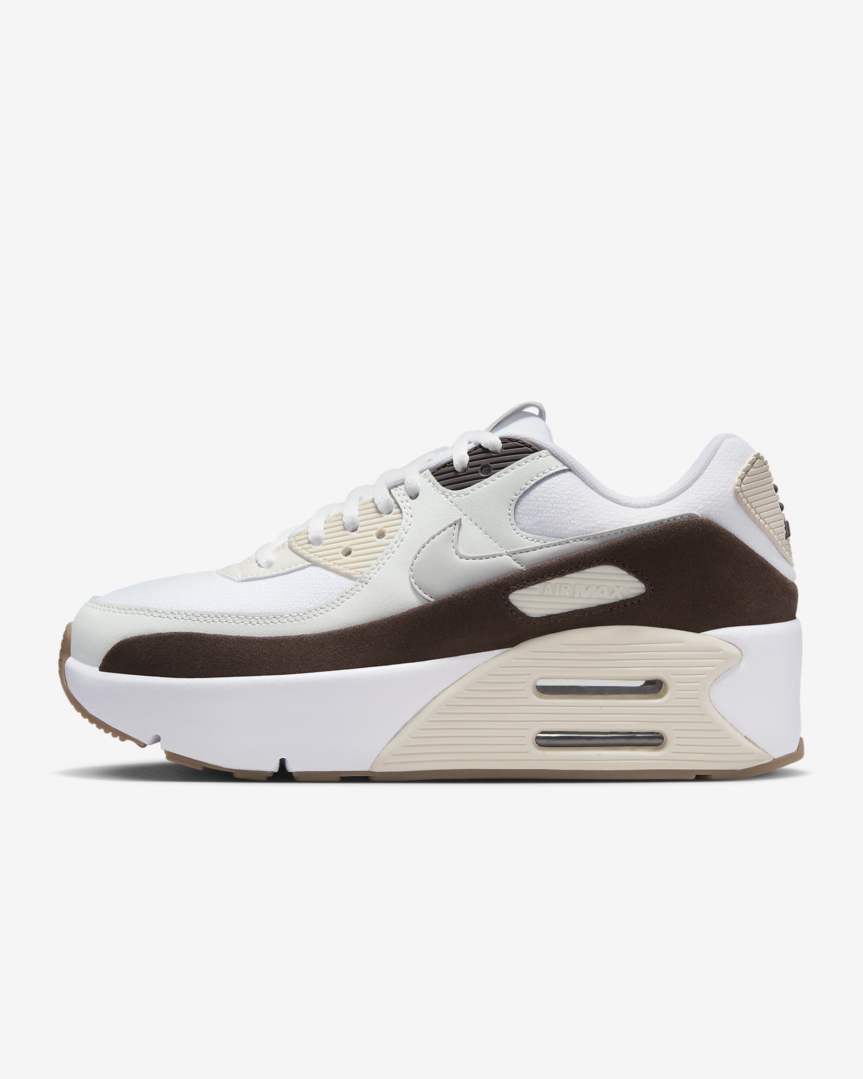 Tenis para mujer Nike Air Max 90 LV8 - Blanco/Marrón barroco/Marrón verdoso claro/Polvo fotón