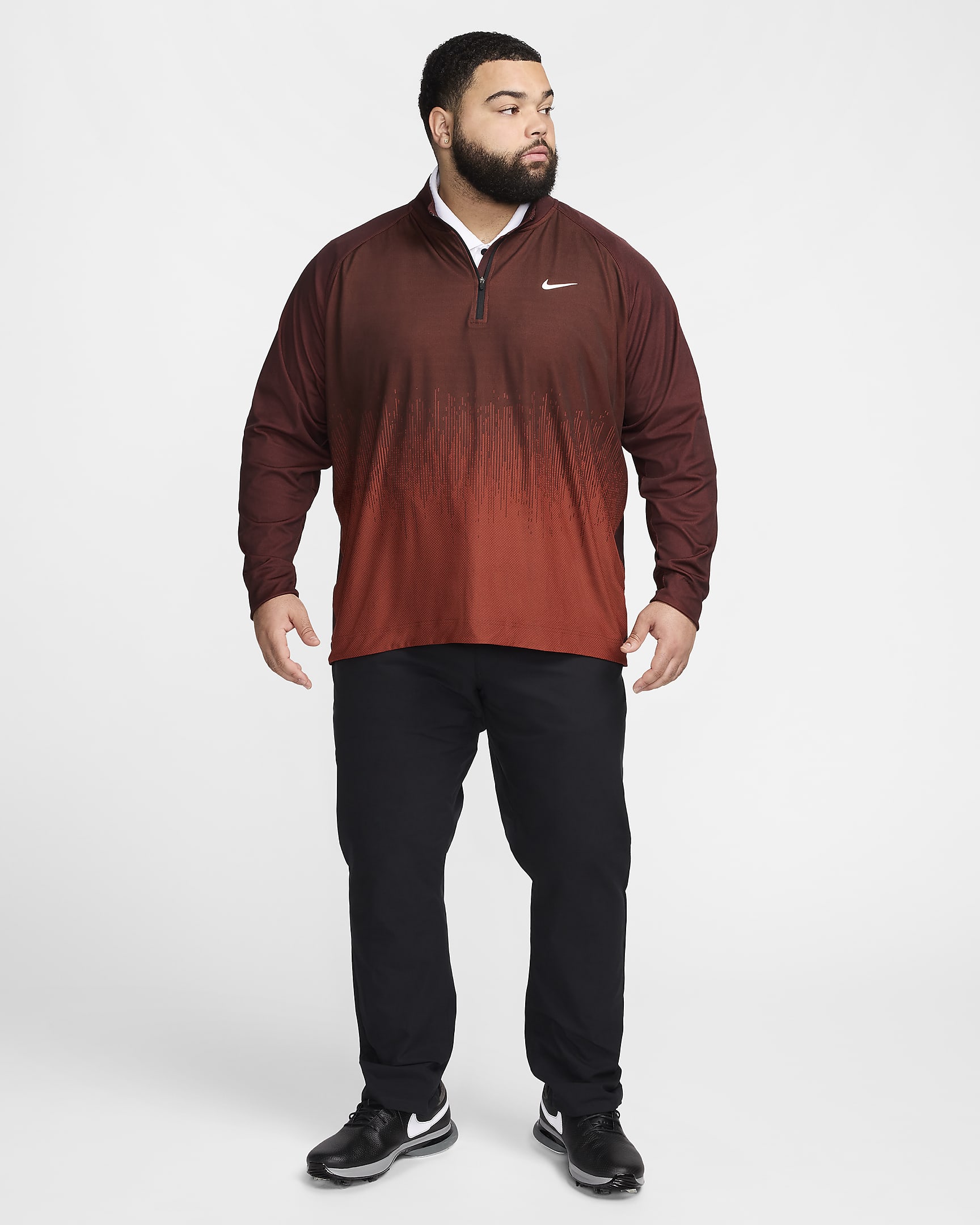 Haut de golf à demi-zip Dri-FIT ADV Nike Tour pour homme - Dragon Red/Burgundy Crush/Blanc