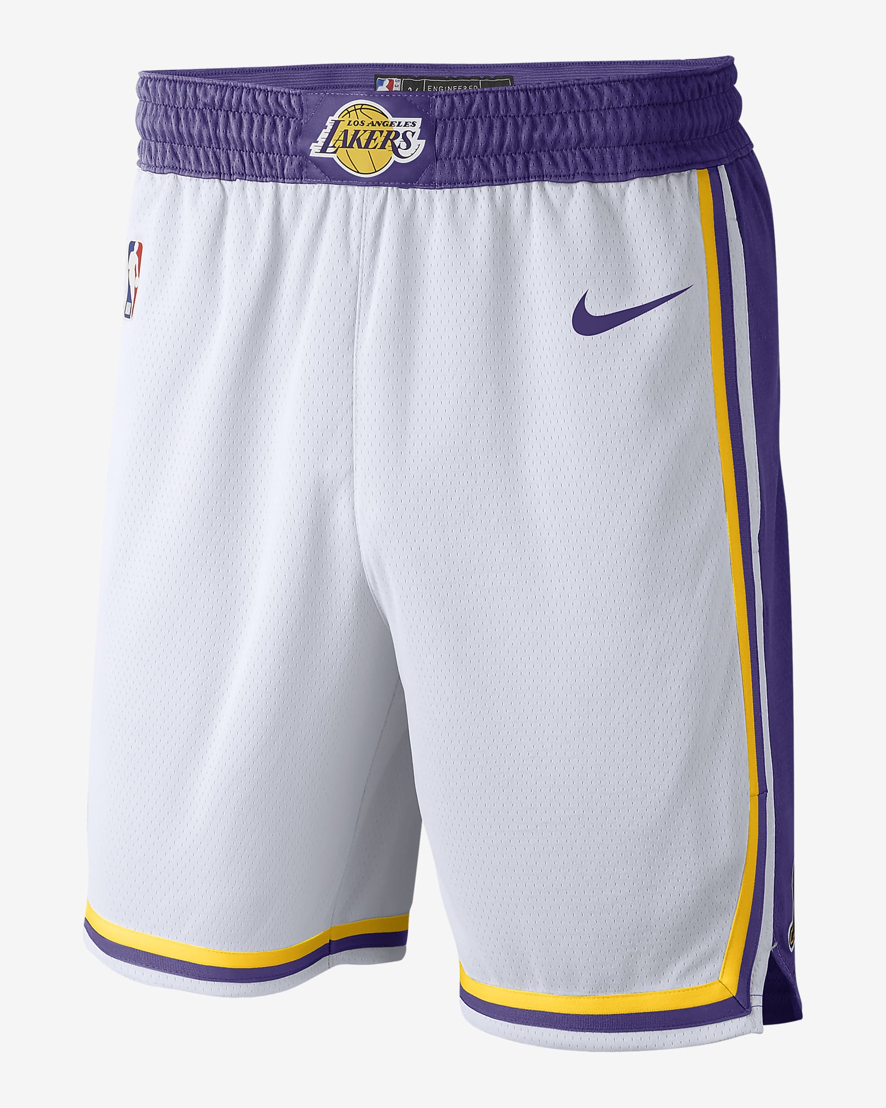 Los Angeles Lakers Nike NBA Swingman Erkek Şortu - Beyaz/Amarillo/Field Purple