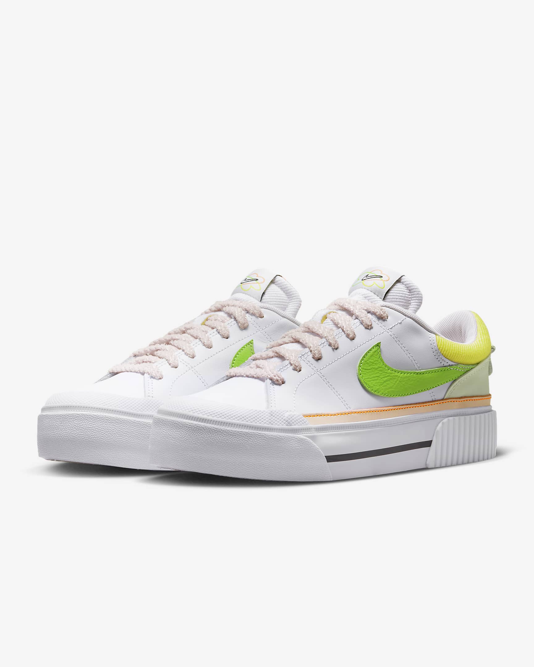 Calzado para mujer Nike Court Legacy Lift - Blanco/Rosa perla/Amarillo opti/Verde acción